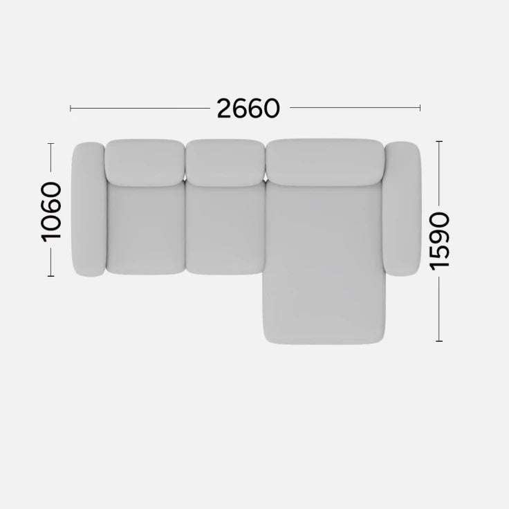 Pravostranný rohový gauč BABBLE s možnosťou personalizácie