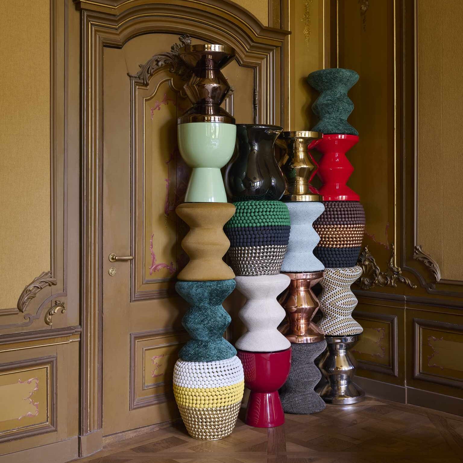 Stolička ZIG ZAG METAL medená