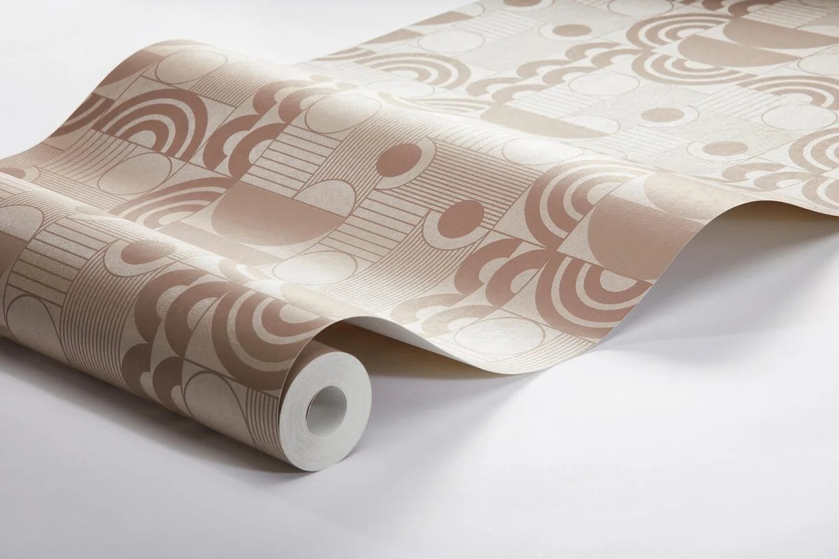 Tapeta z flizelínu s geometrickým vzorom COSMOPOLITAN v pudrovom ružovom