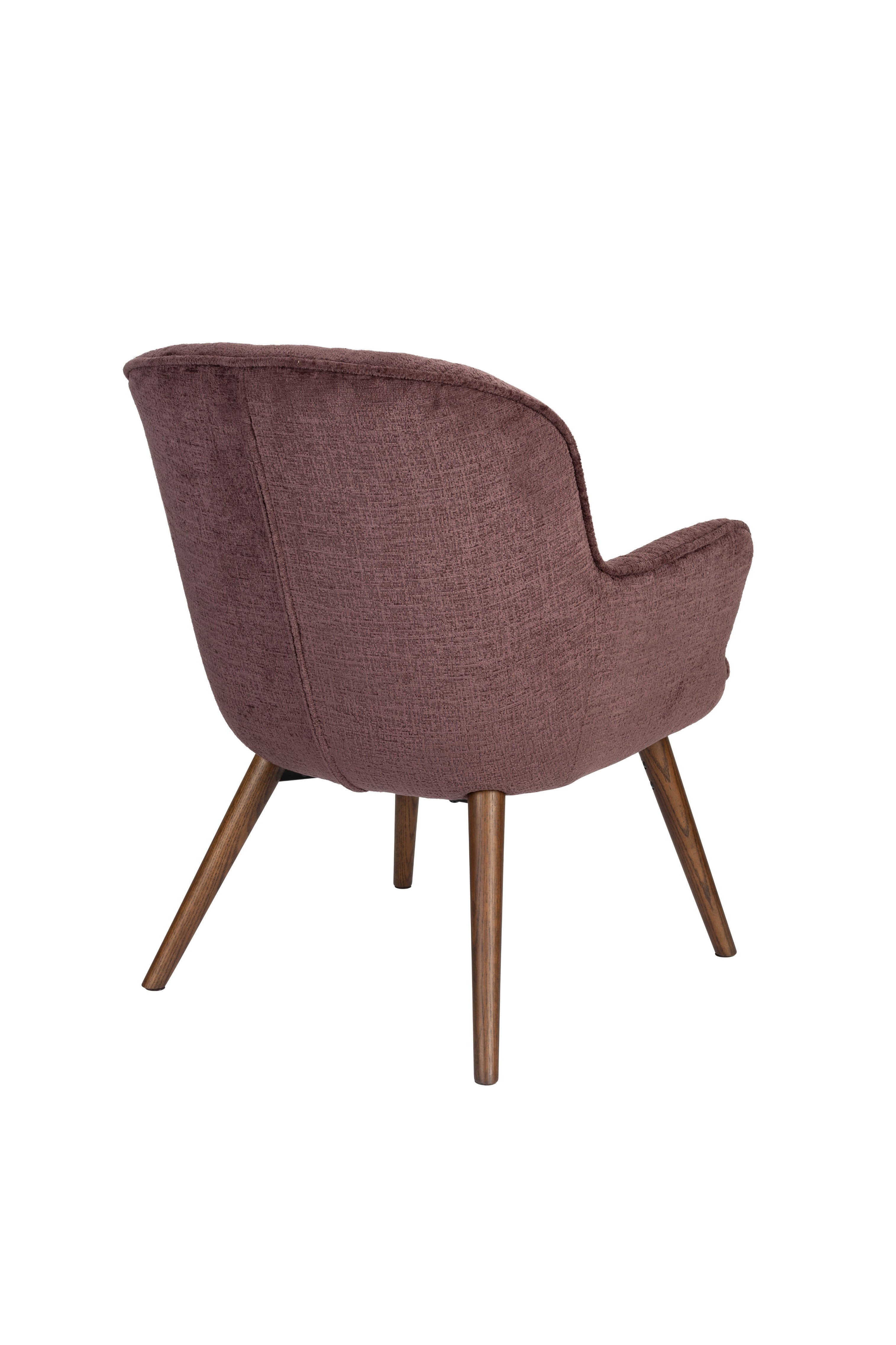 LENN Plum Velvet Armchair with Wooden Base