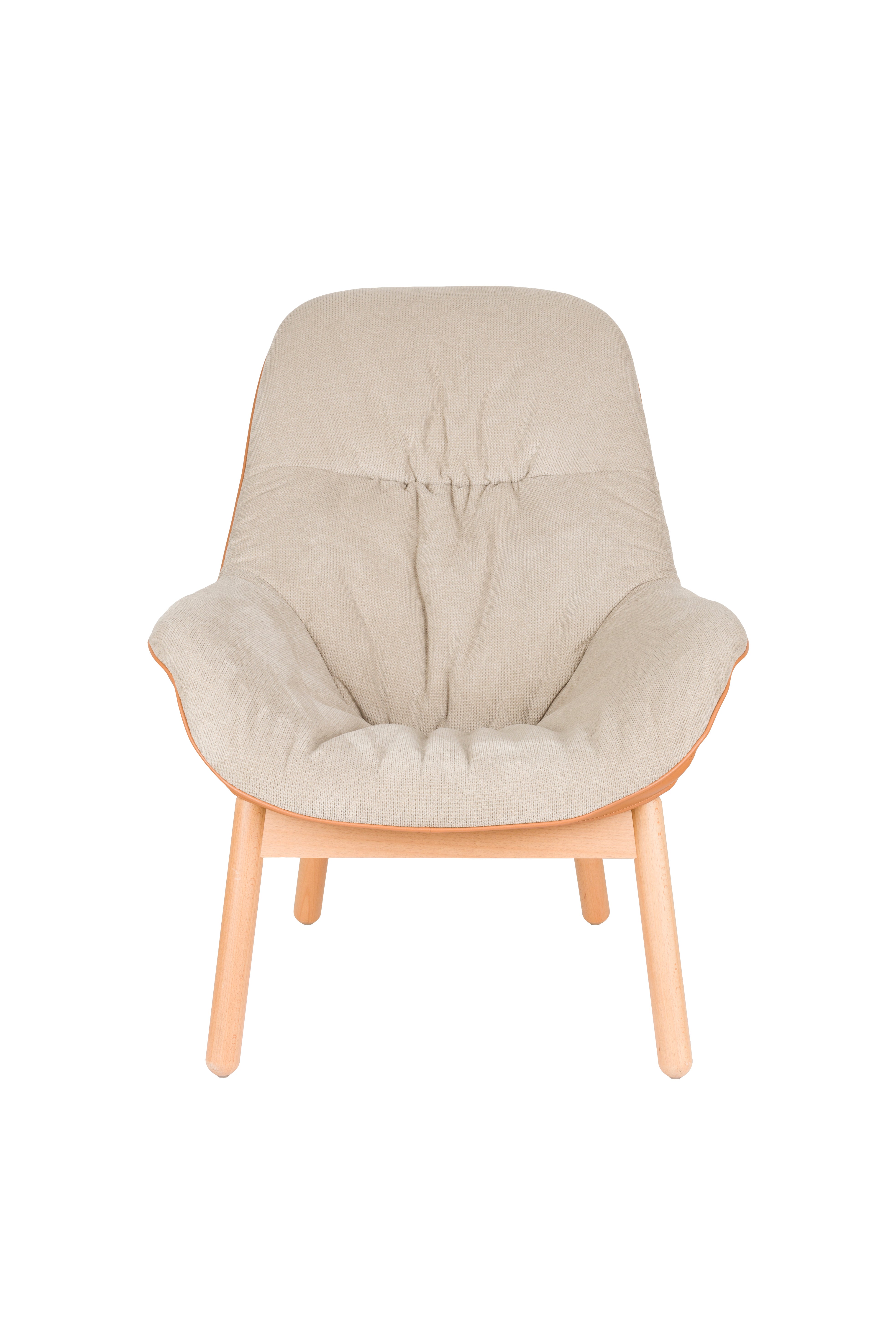DUKE beige armchair with wooden base