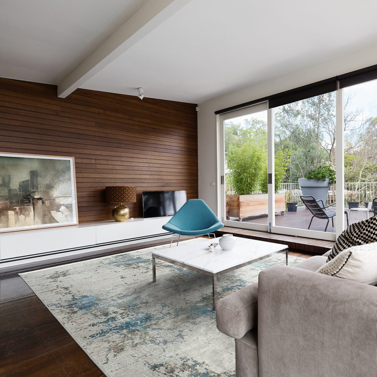 Dywan ROYAL szary z niebieskim