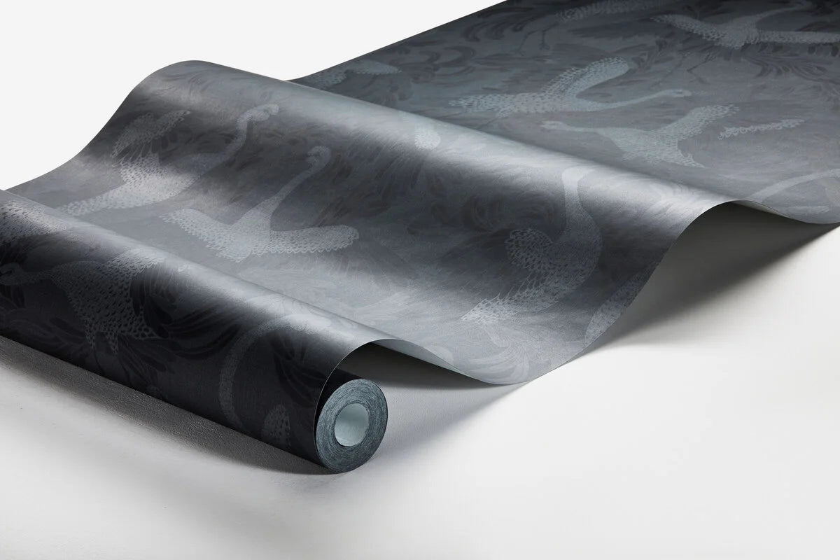 Tapeta so zvieracím motívom vtákov TANČIACE ŽRÚTIE modrá