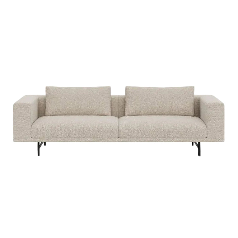 3-Seater Sofa LOFT Light Grey Wavy Fabric with Black Base