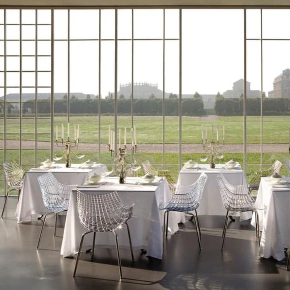 Stolička MERIDIANA biela s chrómovaným podstavcom