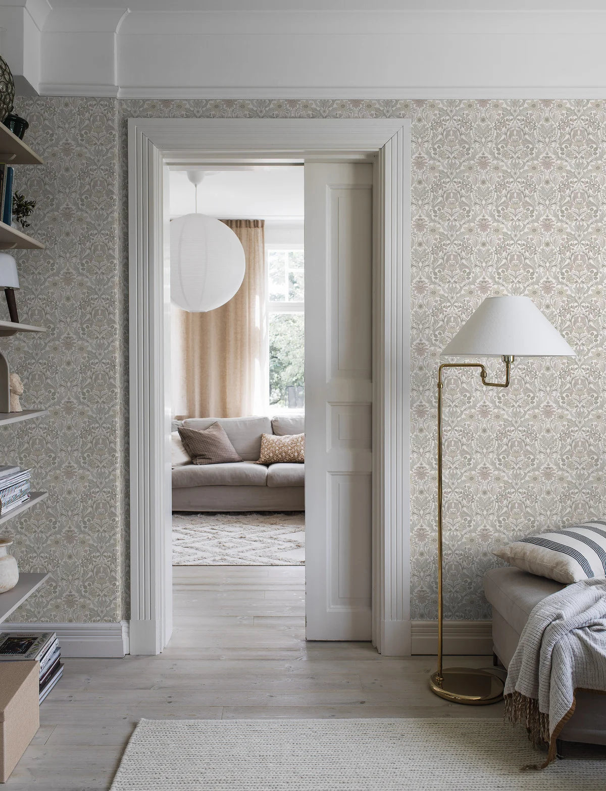 Beige Floral Pattern Wallpaper BLOMSTERFRÖJD