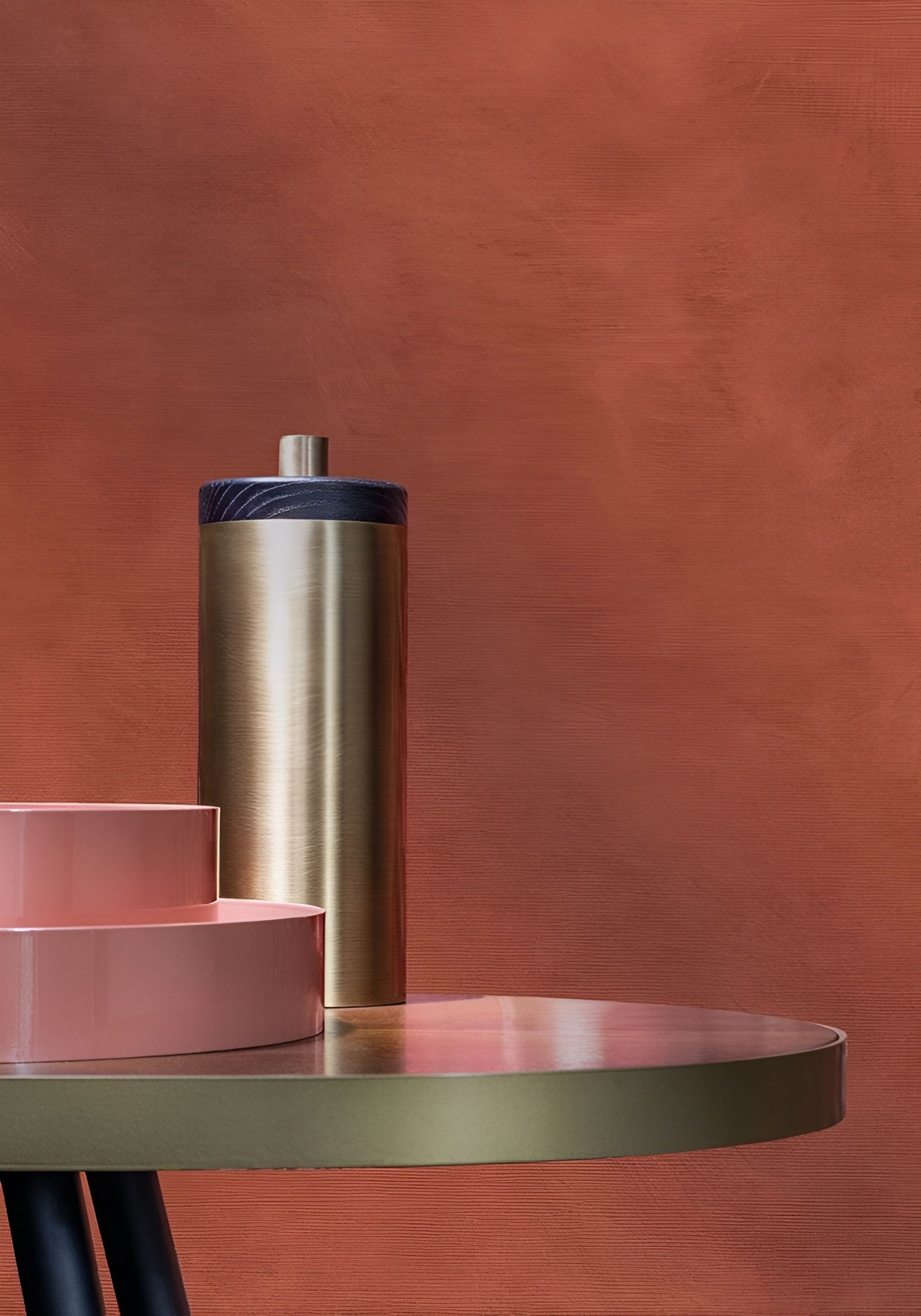 Structural wallpaper imitating canvas ARGILE - TERRACOTTA dark orange