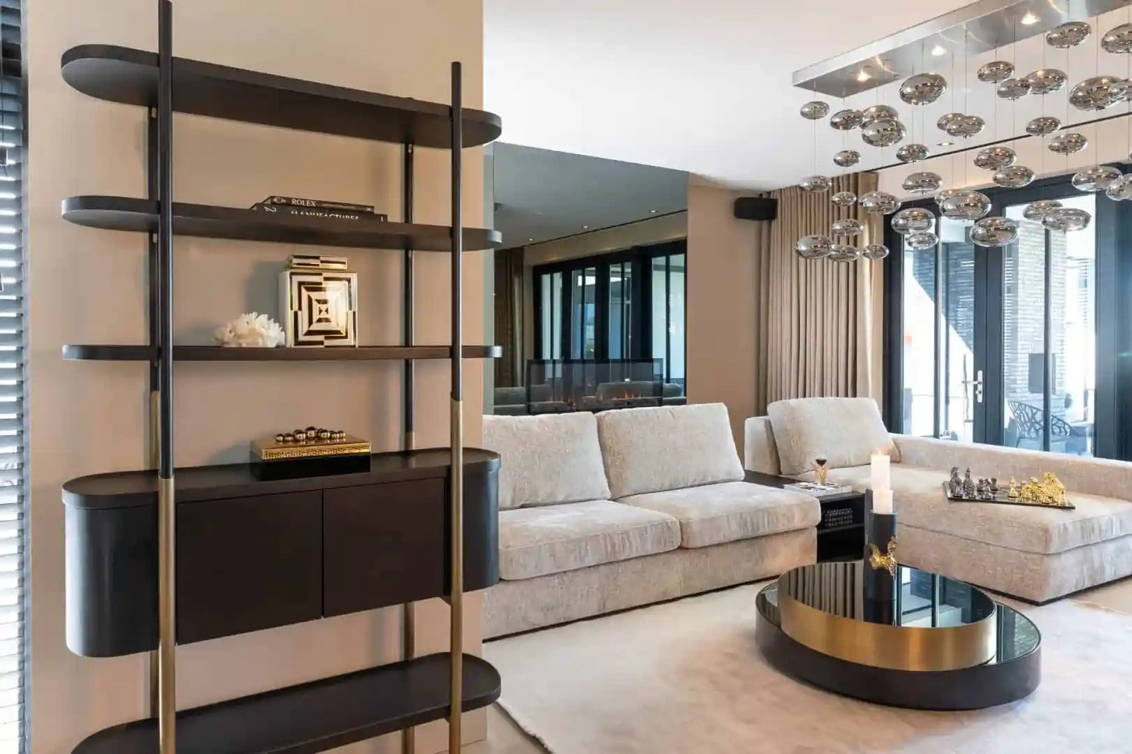 SLICE black coffee table with brass