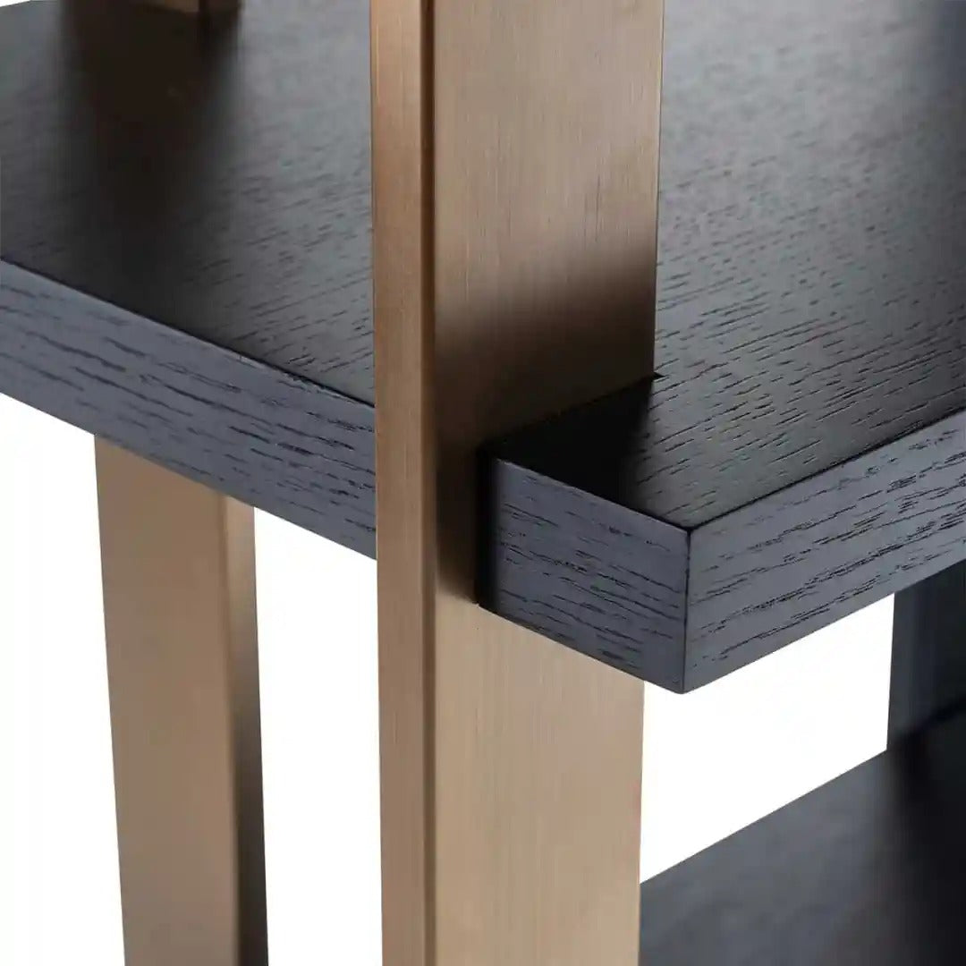 Regał RIGLEY czarny z mosiężnym wykończeniem