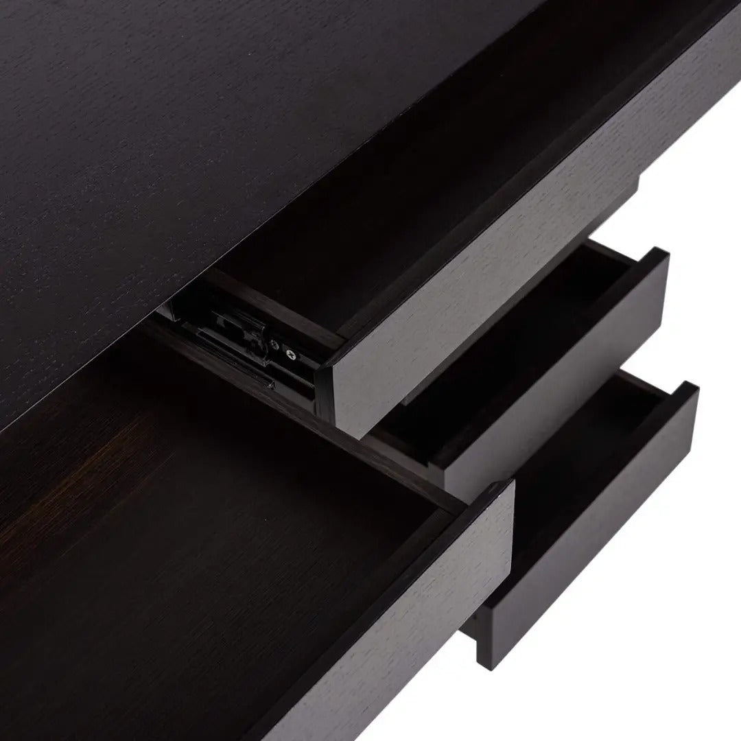 Písací stôl CONNAR čierny s mosadzným povrchom