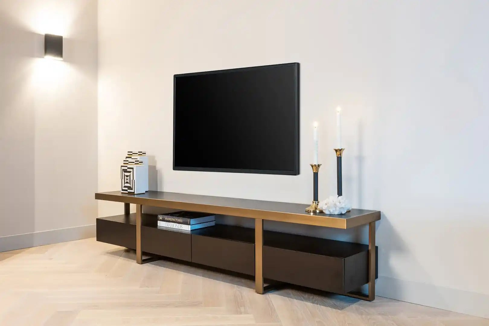 DIDDLEY TV Cabinet black with brass finish
