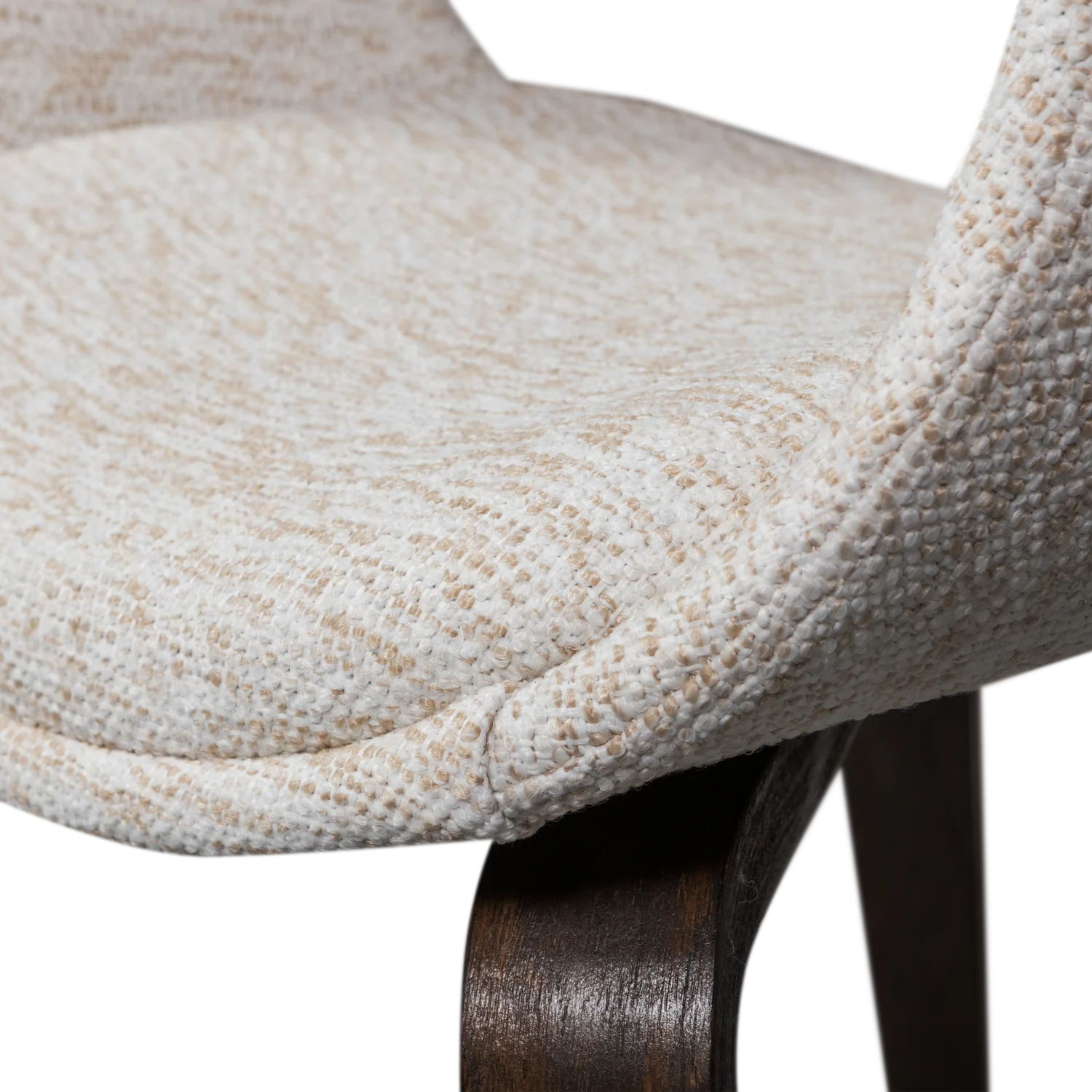 YOSSI Cream Armchair with Dark Brown Wooden Base