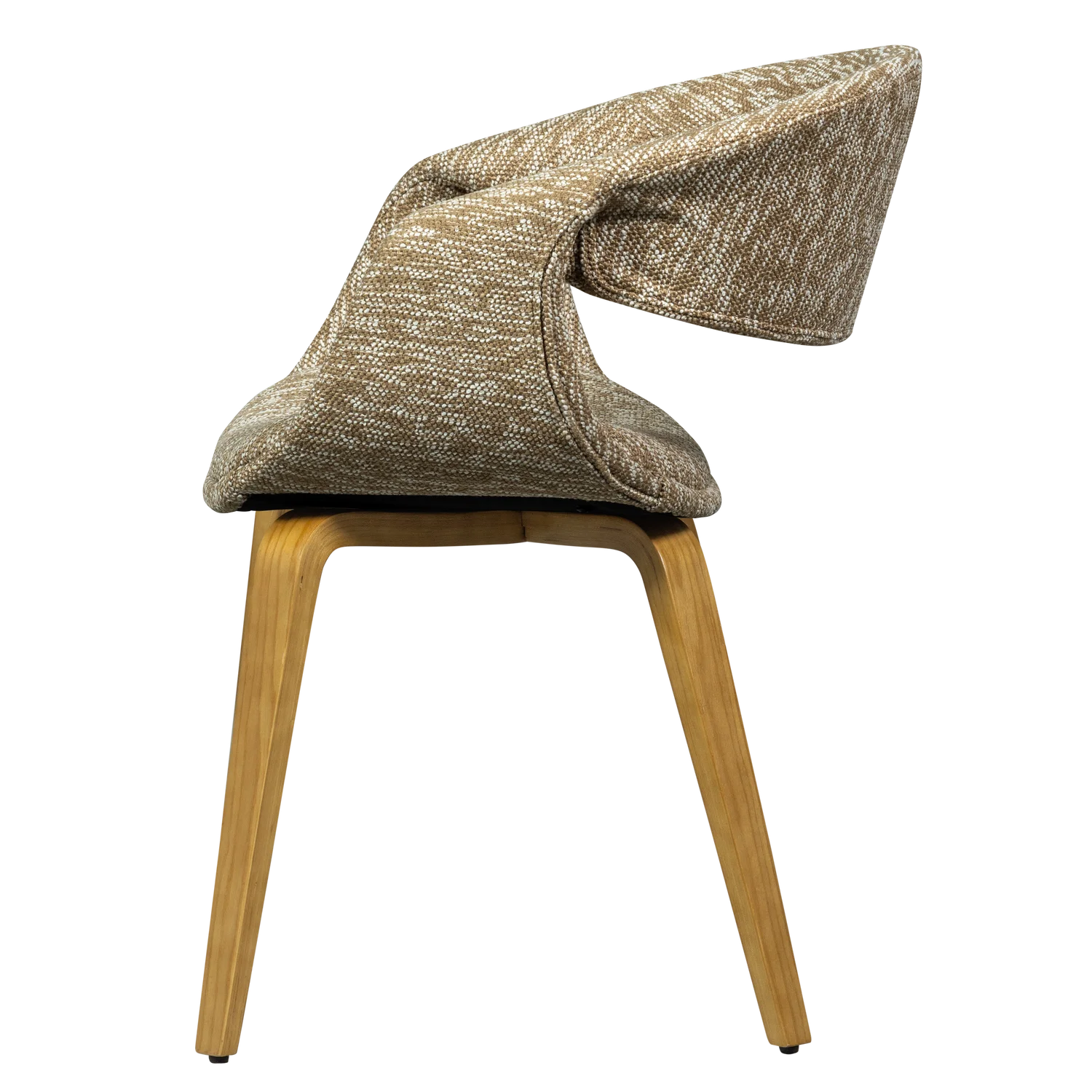 YOSSI Armchair in Beige with Light Brown Wooden Base