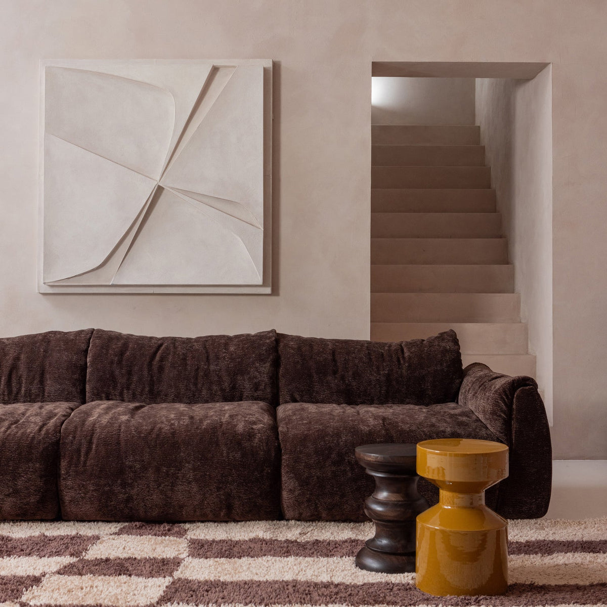 Sofa 3-osobová BAGGY pieskový šenil 3D