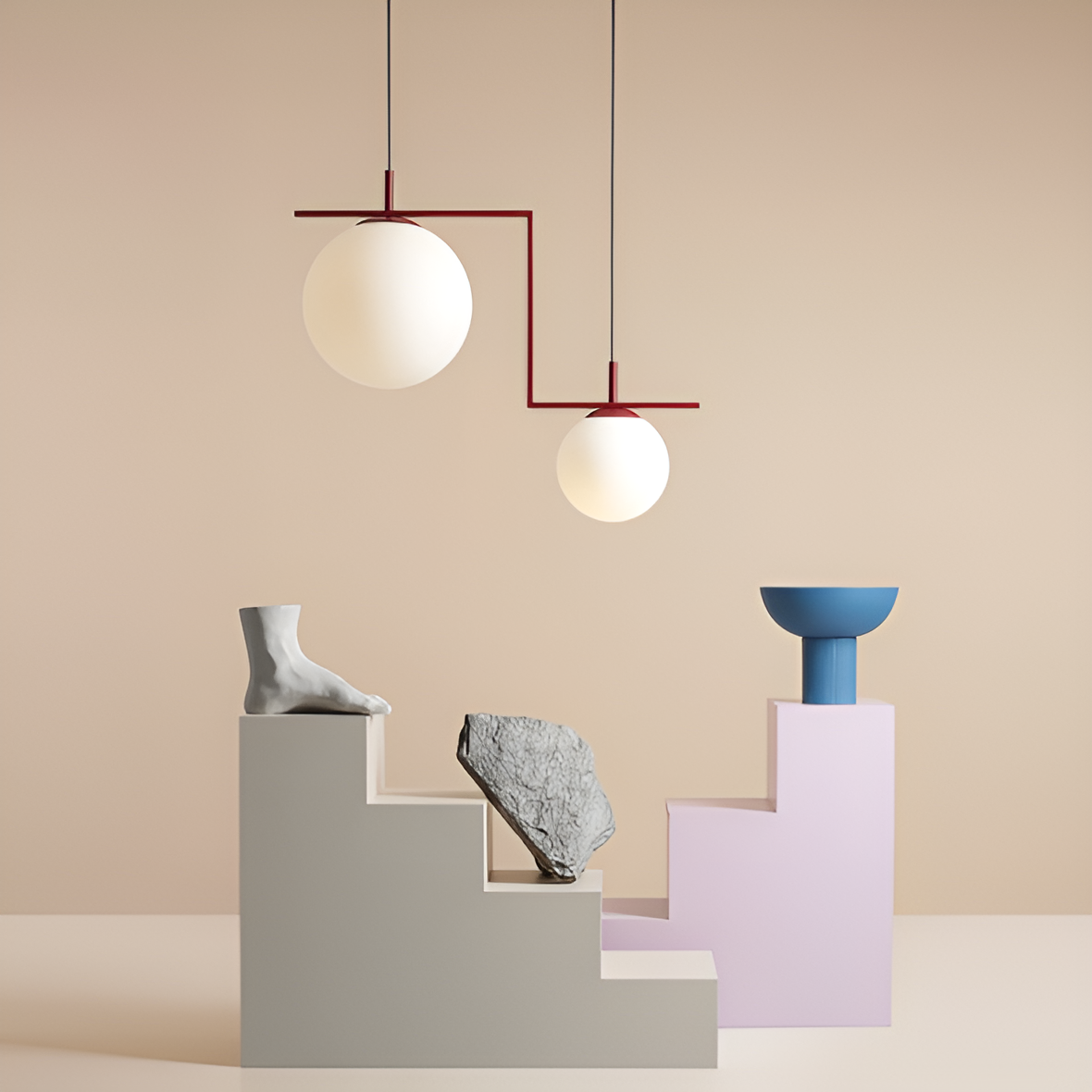 Hanging lamp Zac Duo burgundy