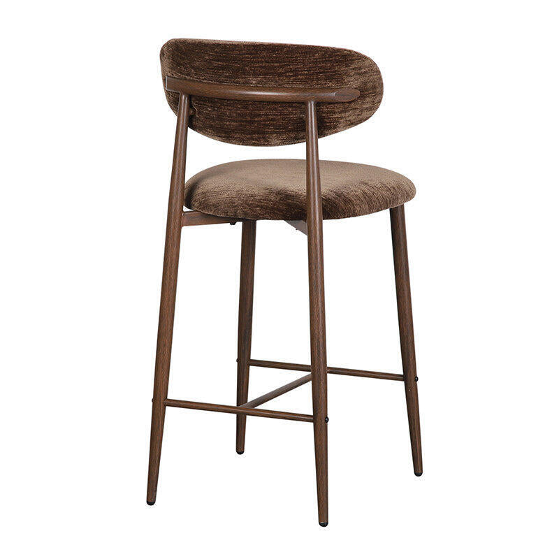 JAPANDI Brown Stool with Dark Wooden Base
