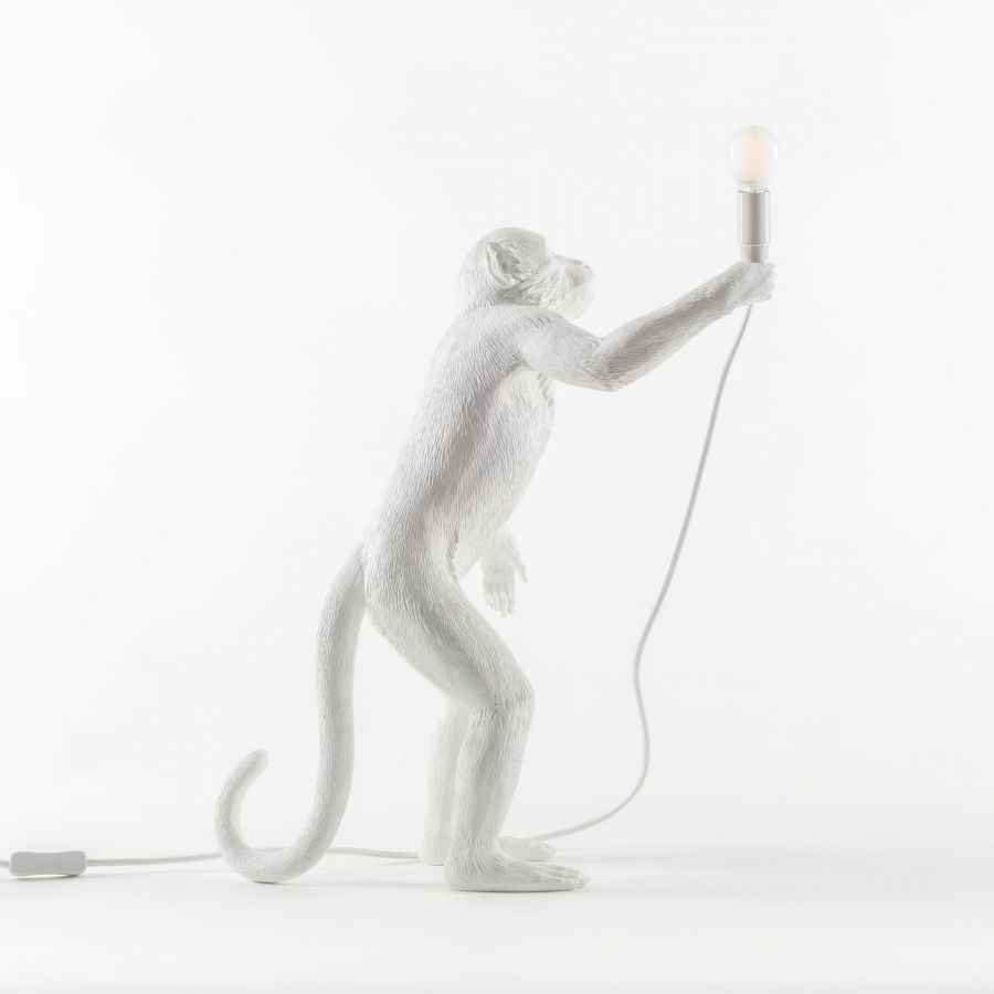 Stolná lampa MONKEY STANDING biela