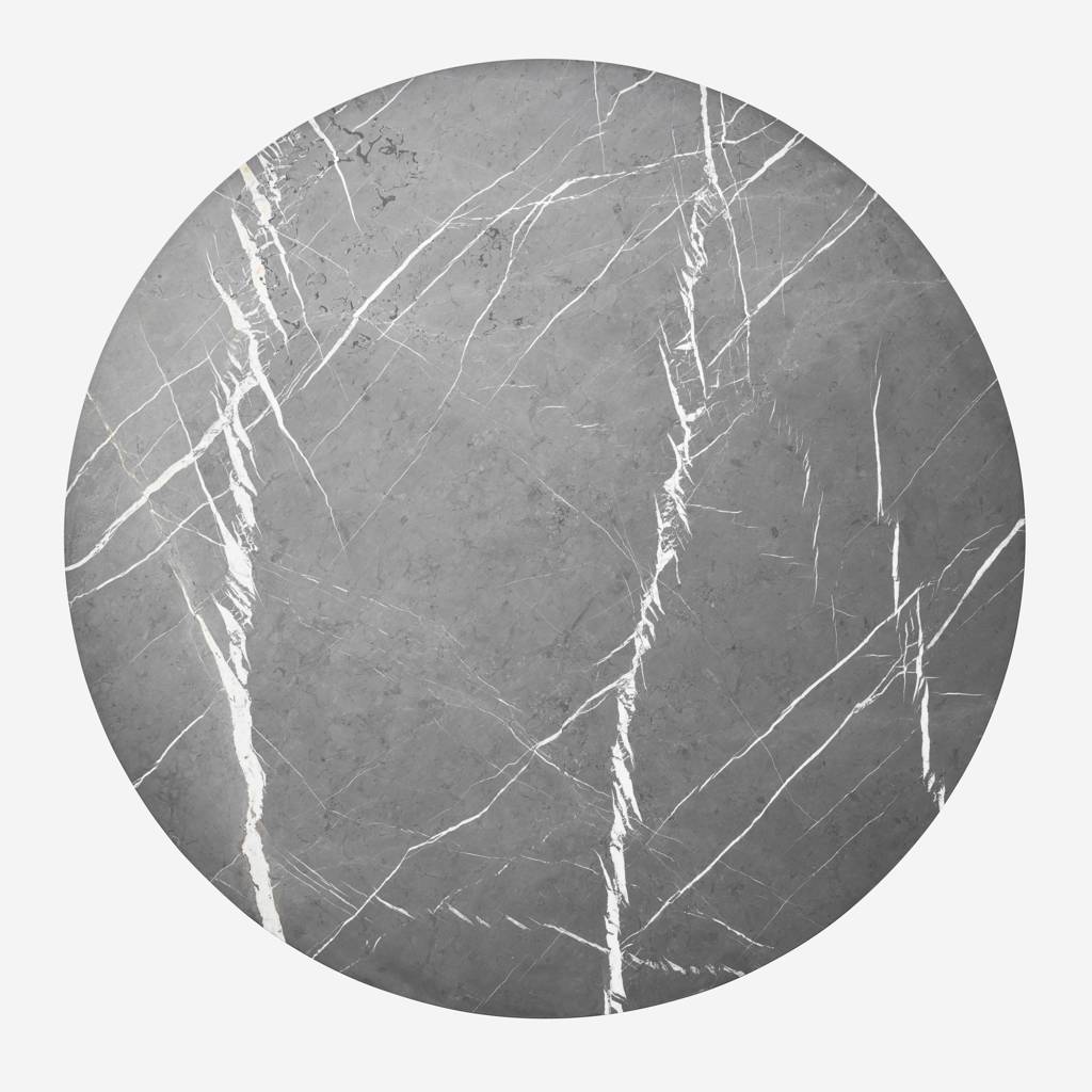 Round Table CABIN Gray Marble Top with Light Oak Base