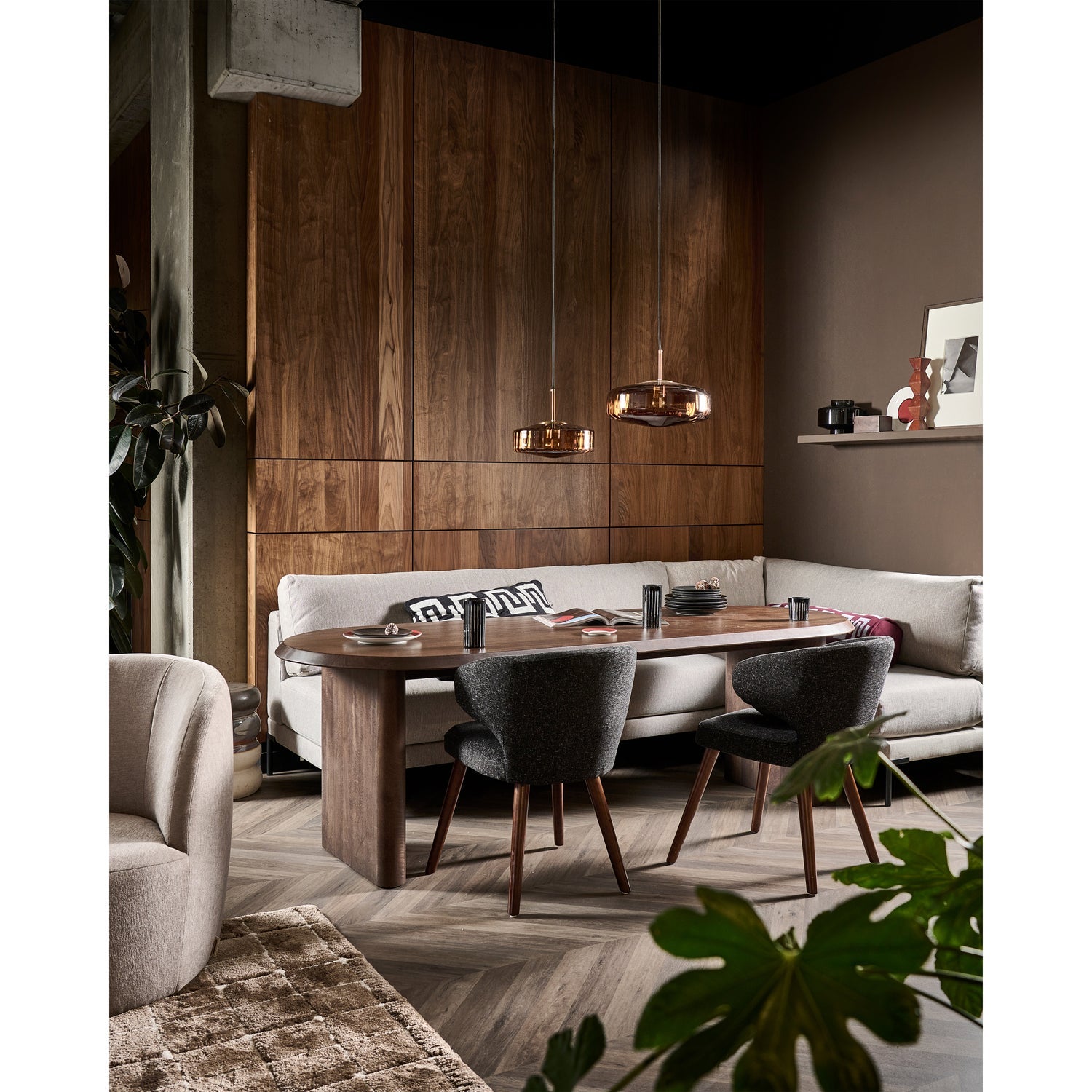 Szezlong pravostranný COUPLE DINING BENCH šedý