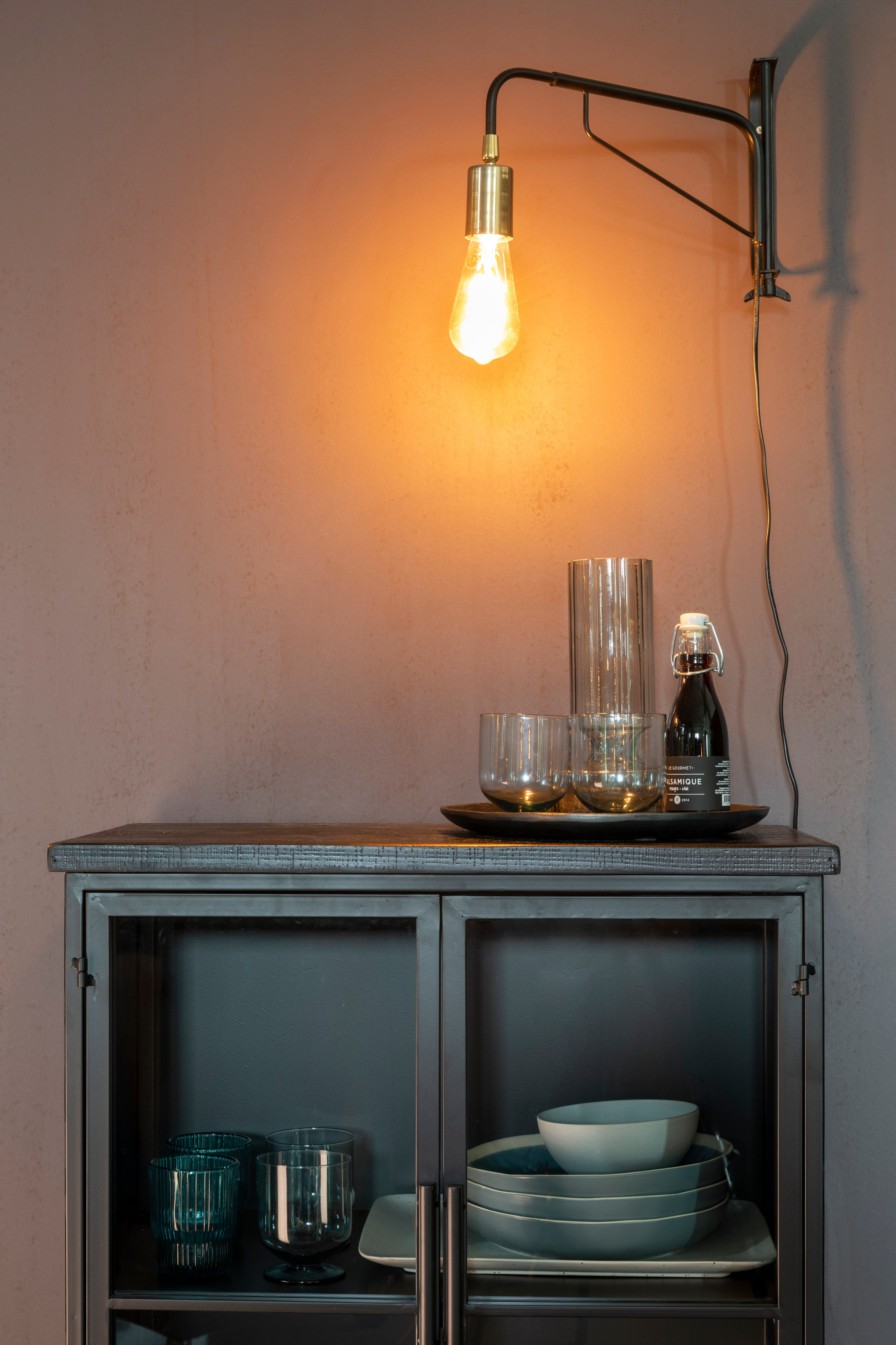 Čierna 2-dverová vitrína na kolieskach FERRE