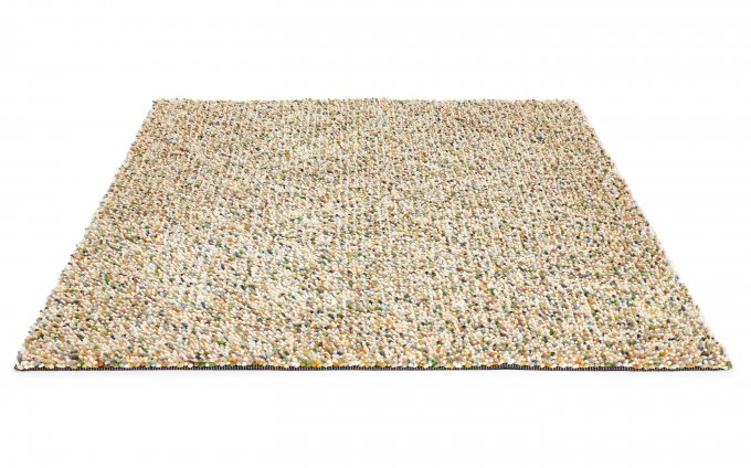 Multicolored DOTS rug with long pile