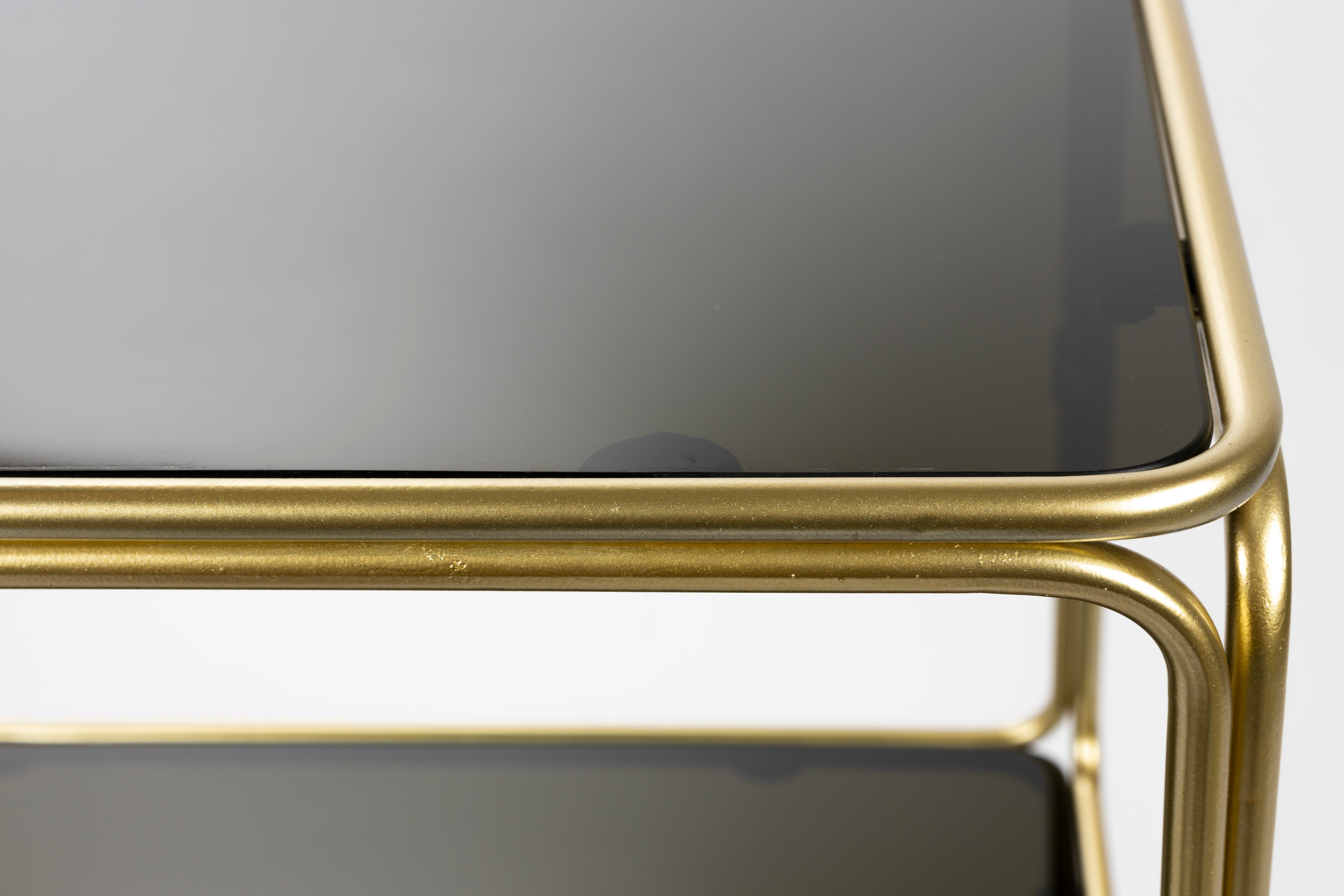 Regál LIAH sklo so zlatým podstavcom