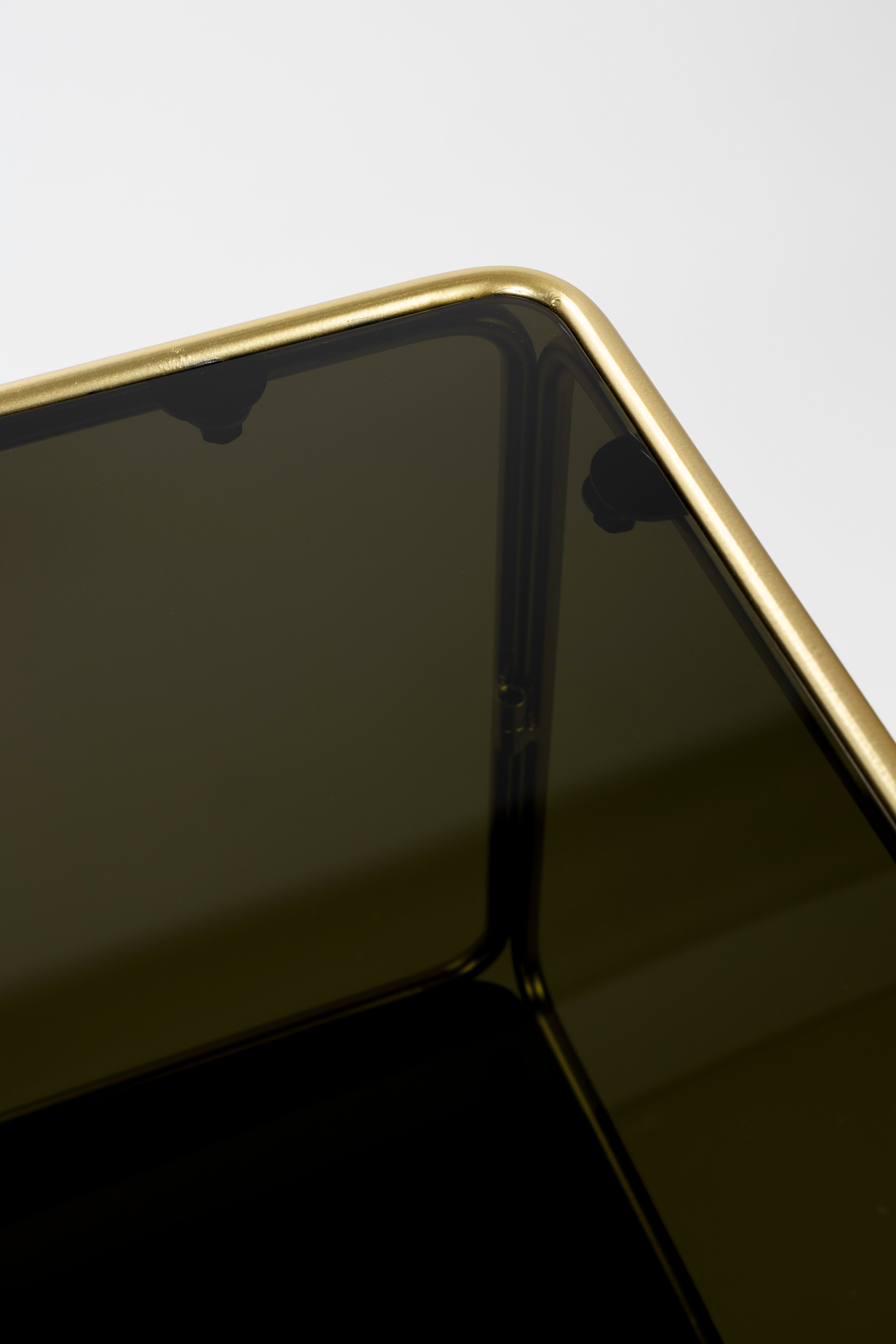 Regál LIAH sklo so zlatým podstavcom