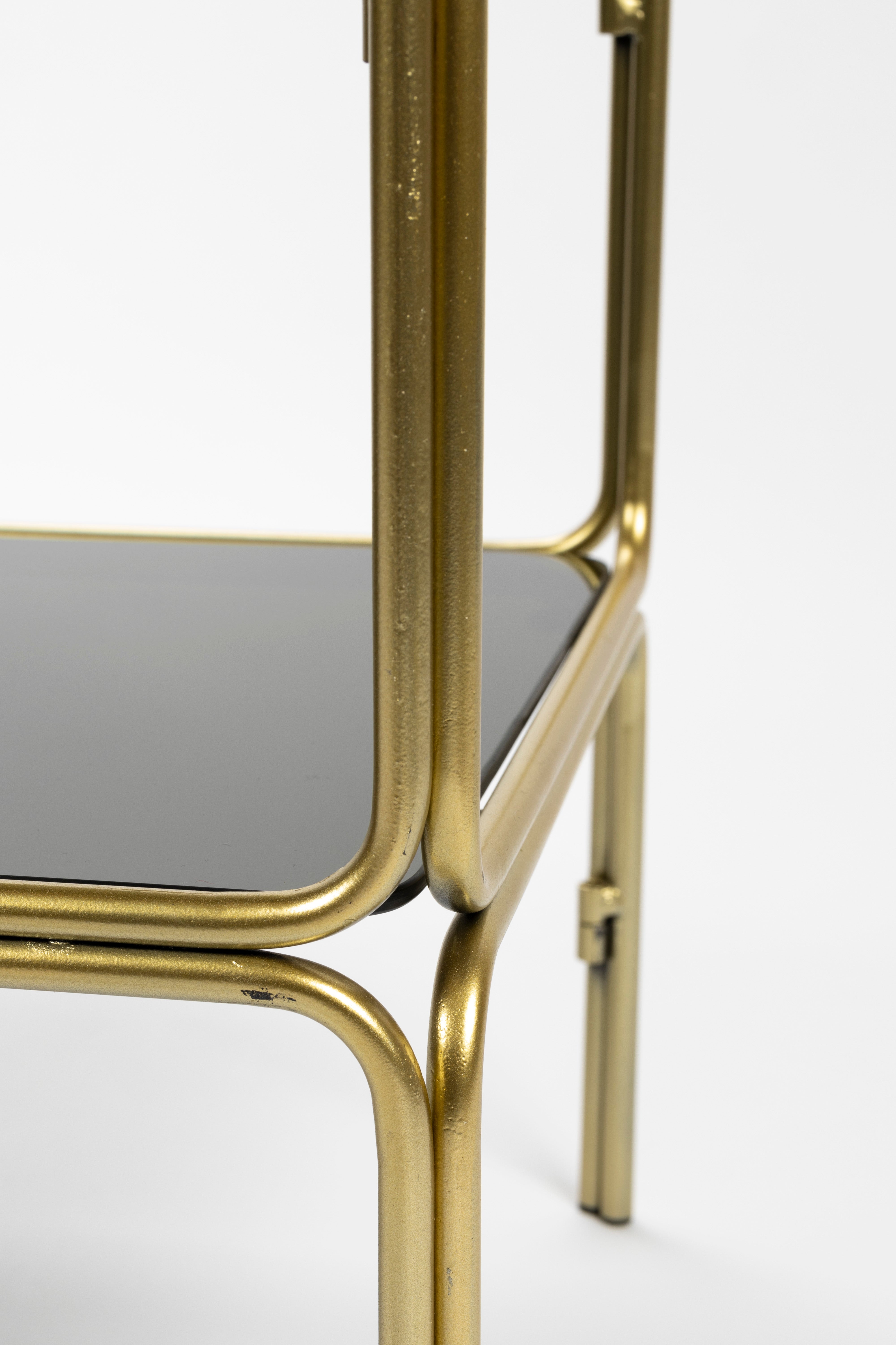 Regál LIAH sklo so zlatým podstavcom