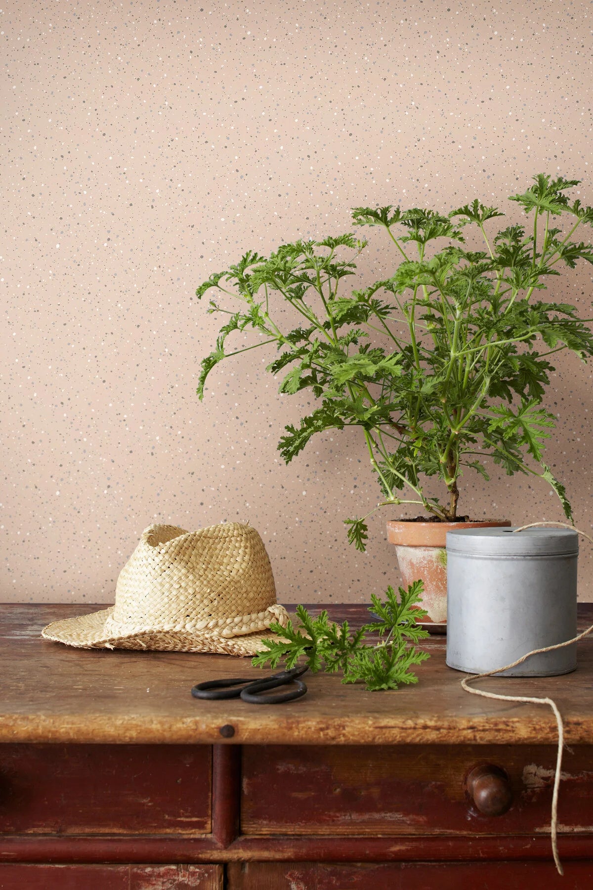 Papierová flizelínová tapeta s bodkami JOHAN ružová