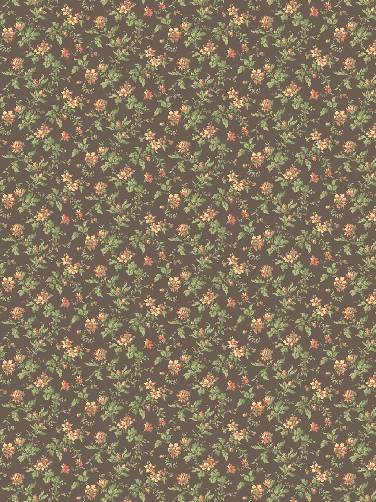 Papierová flizelínová tapeta s rastlinným vzorom BLOMSLINGA hnedá