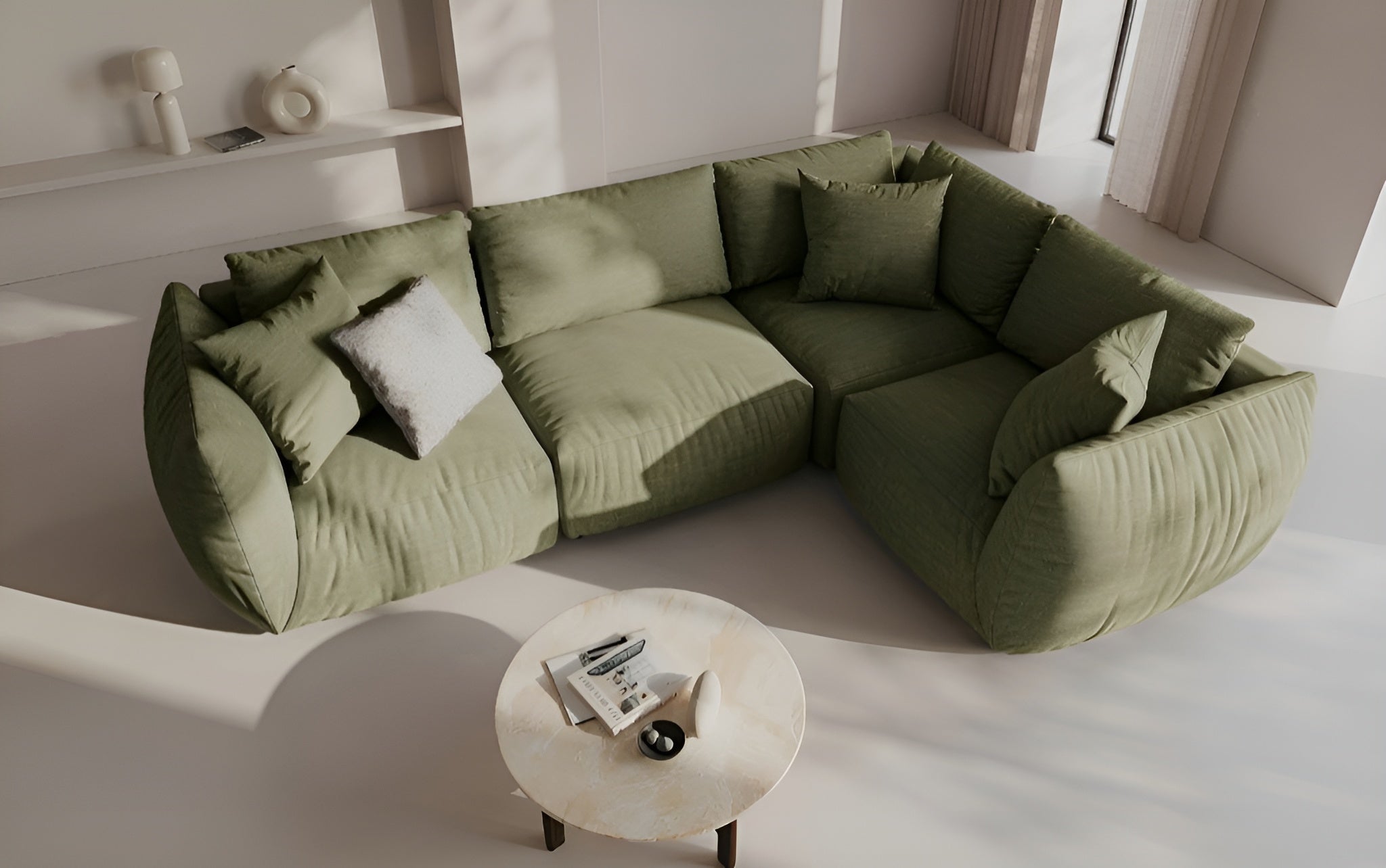 Rohová sedačka pre 4 osoby pravostranná CHRIS zelený šenil