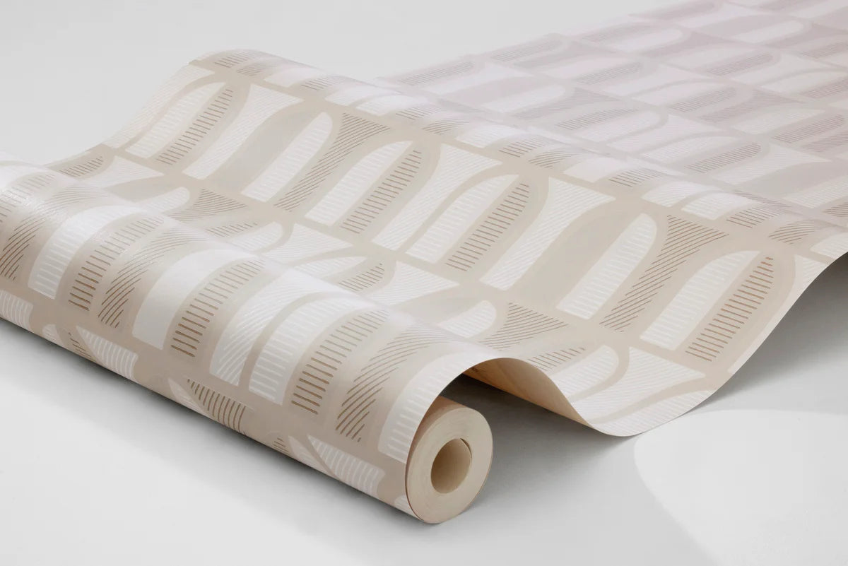 Papierová flizelínová tapeta s geometrickým vzorom VENICE béžová