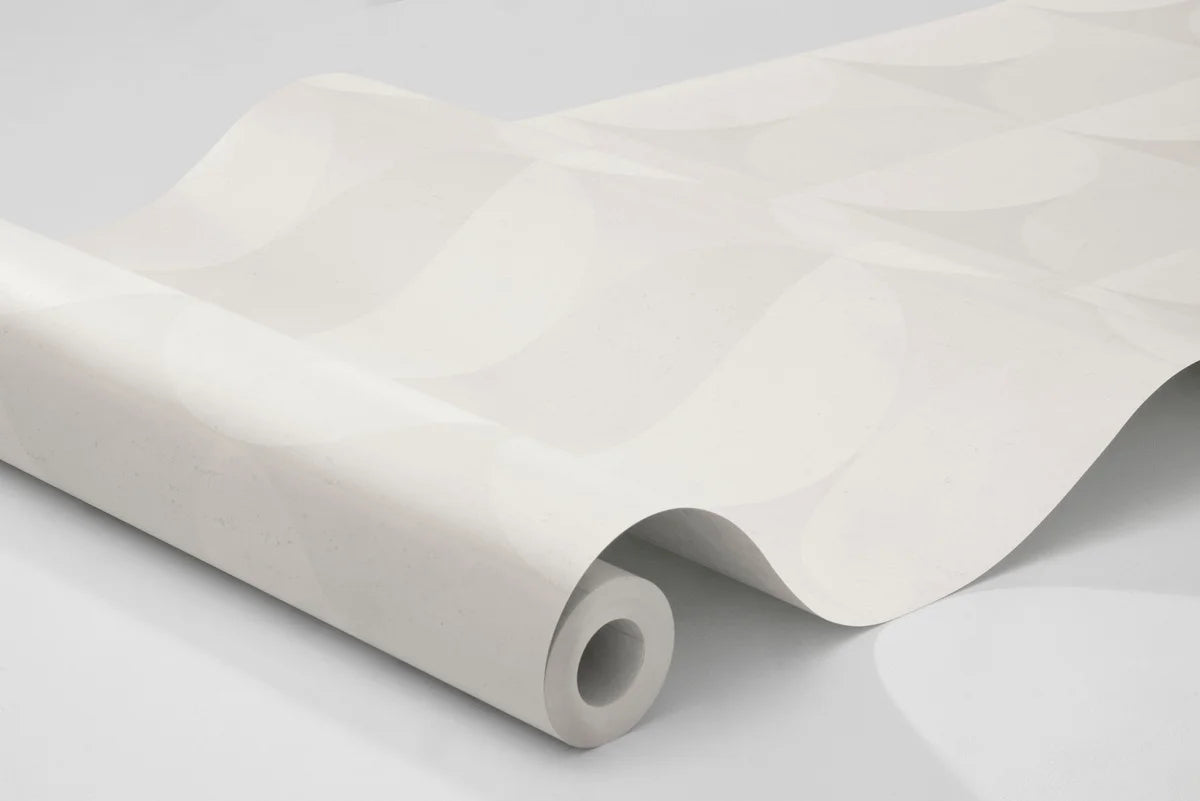 Tapeta flizelinowa papierowa z geometrycznym wzorem SAHARA MOON złamana biel