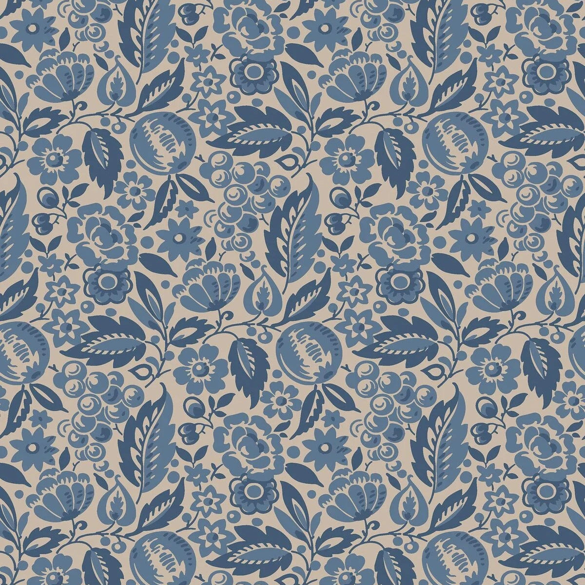 ELISE Blue Floral Pattern Wallpaper