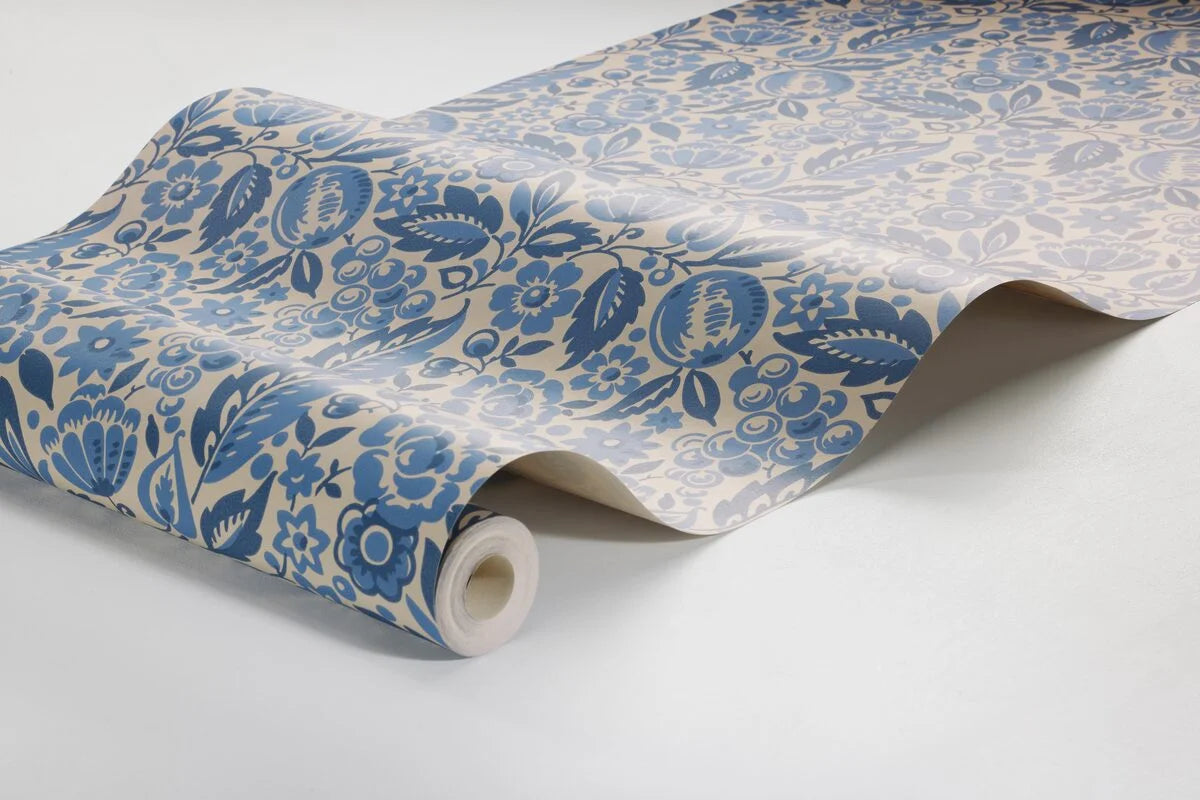 ELISE Blue Floral Pattern Wallpaper