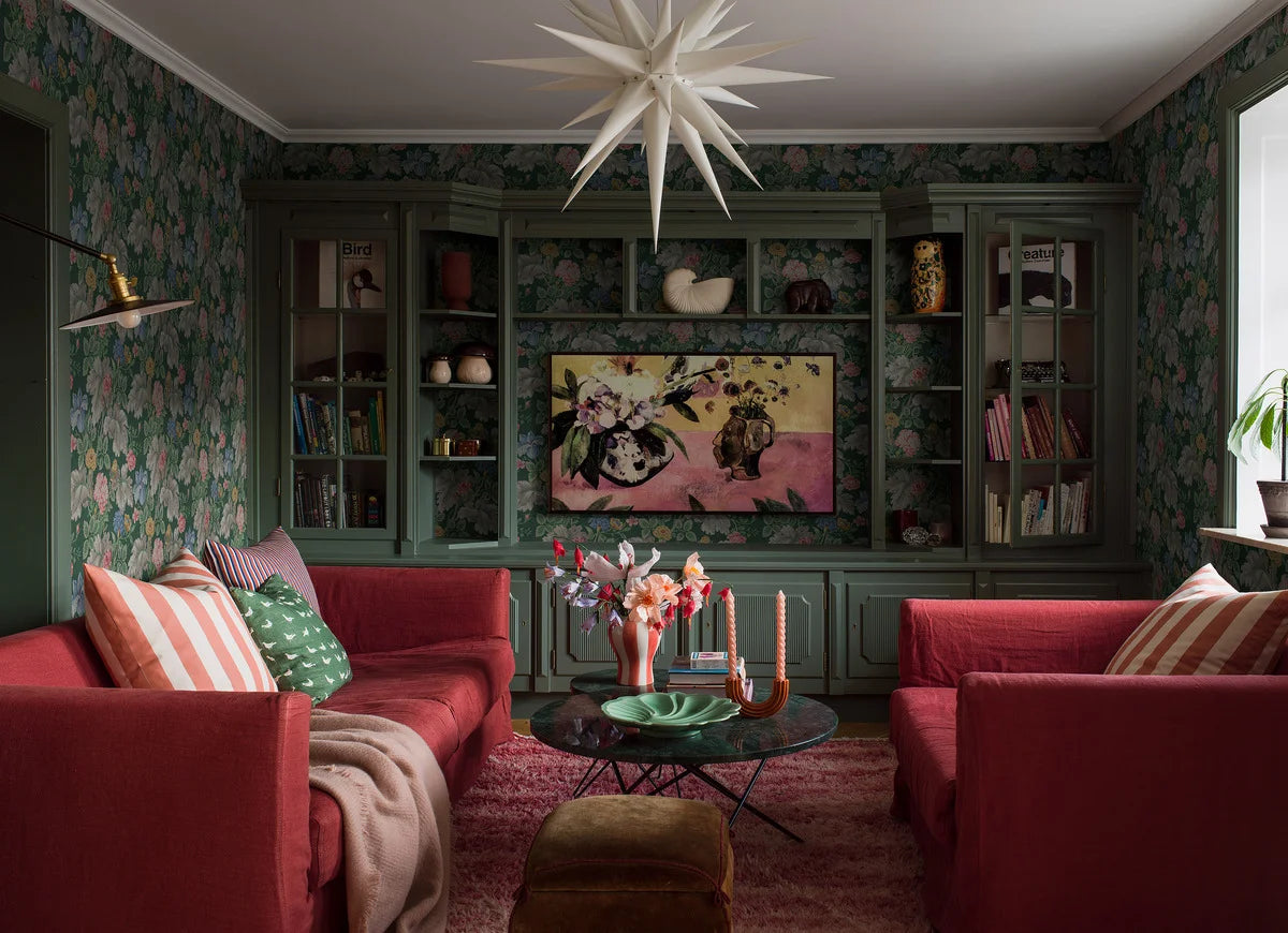 Tapeta s rastlinným motívom kvetov CARNATION GARDEN zelená