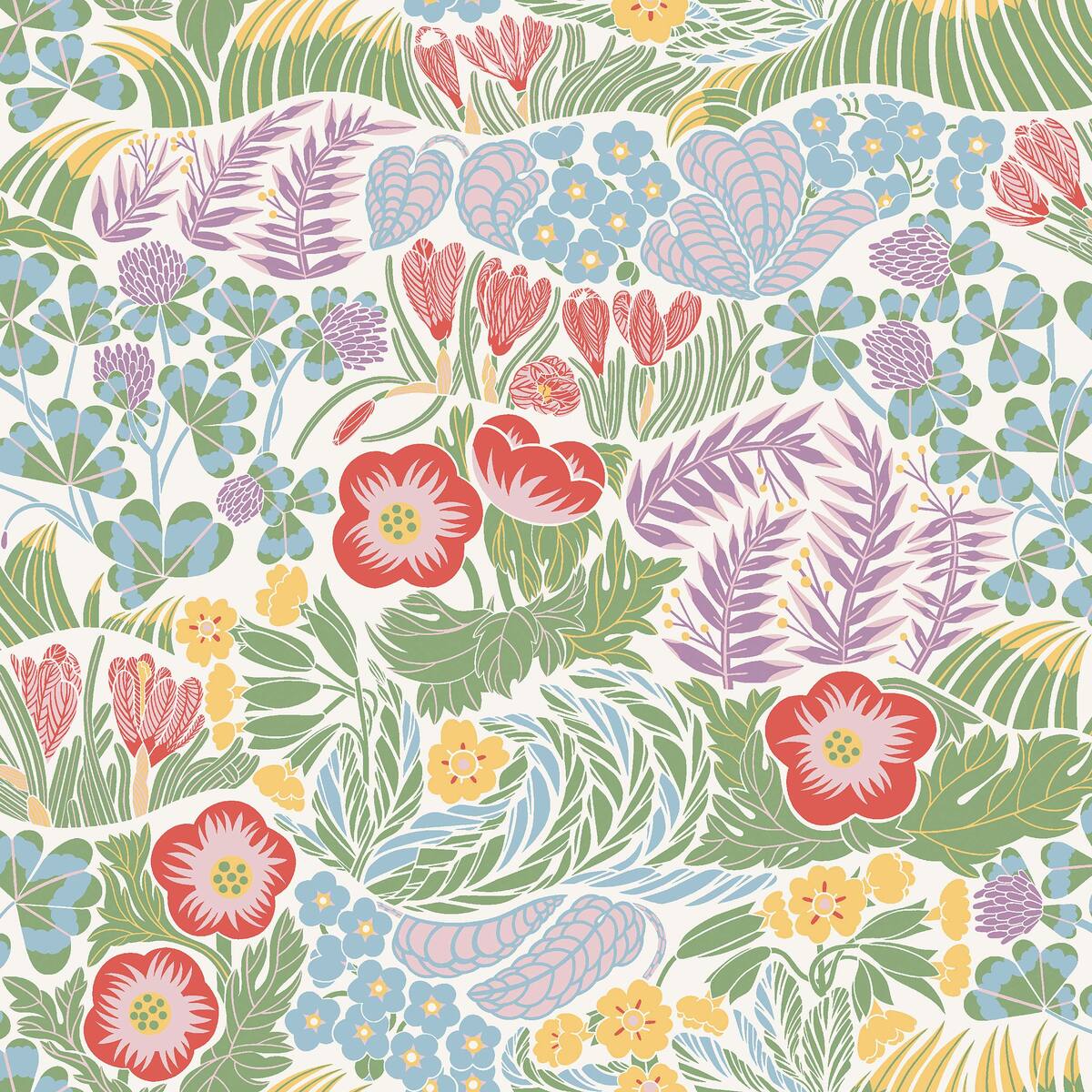 Tapeta s rastlinným motívom kvetov RABATT modrá so zelenou