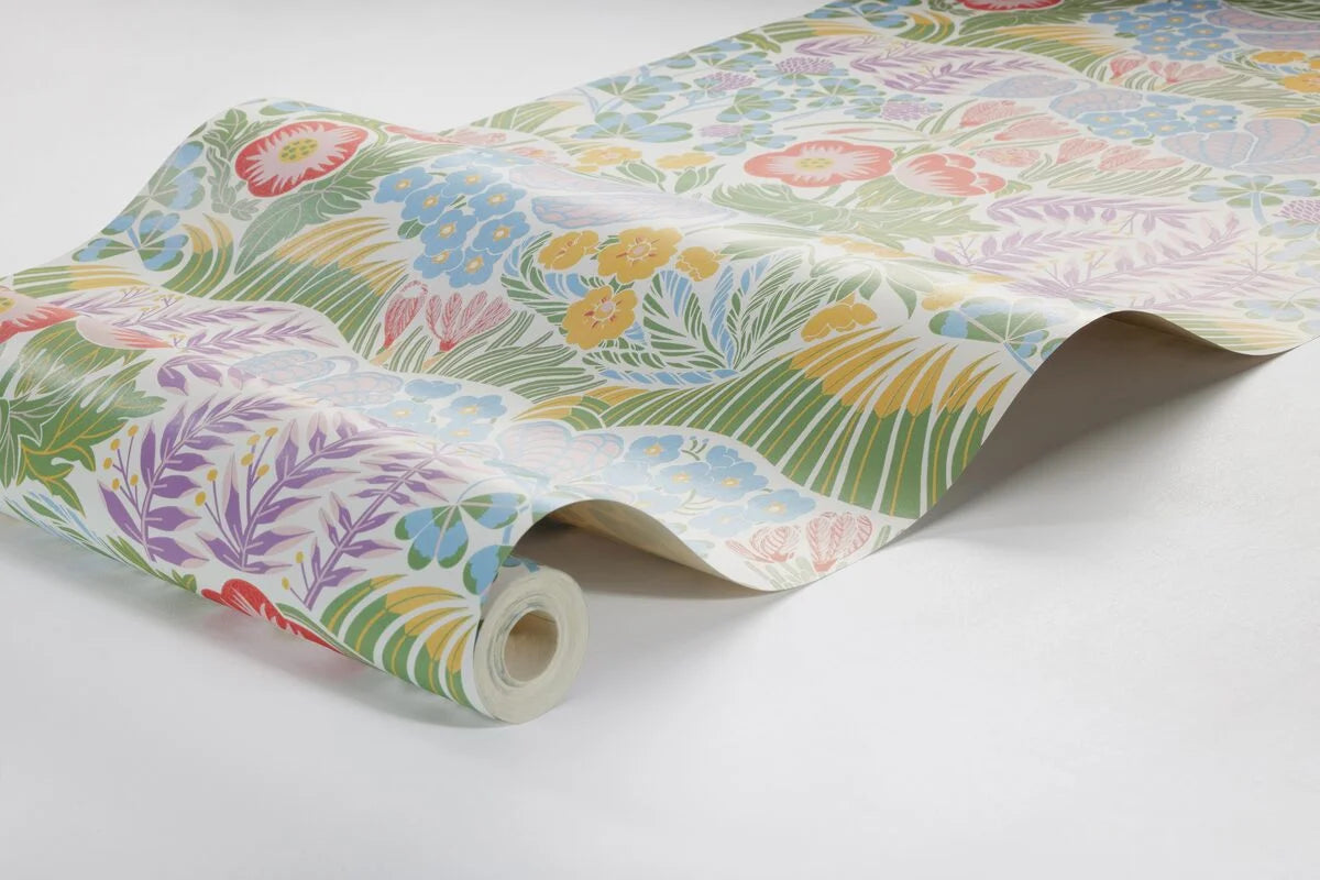 Tapeta s rastlinným motívom kvetov RABATT modrá so zelenou