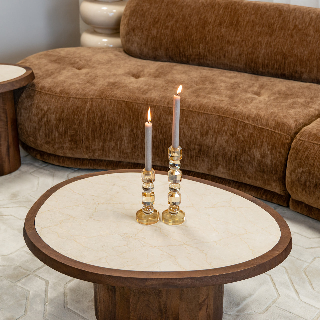 MELROSE Coffee Table in Mango Wood with Marble