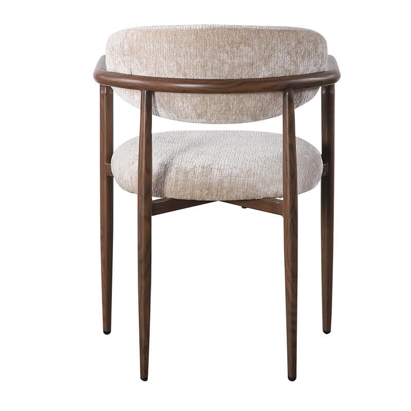 SAKE Armchair in Beige with Dark Wooden Base
