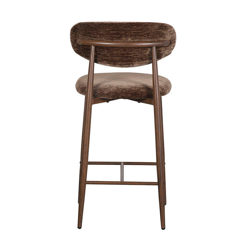 JAPANDI Brown Stool with Dark Wooden Base
