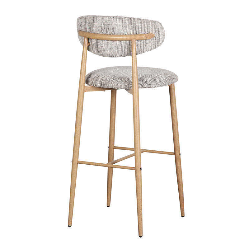 JAPANDI Stool in Gray Beige with Wooden Base
