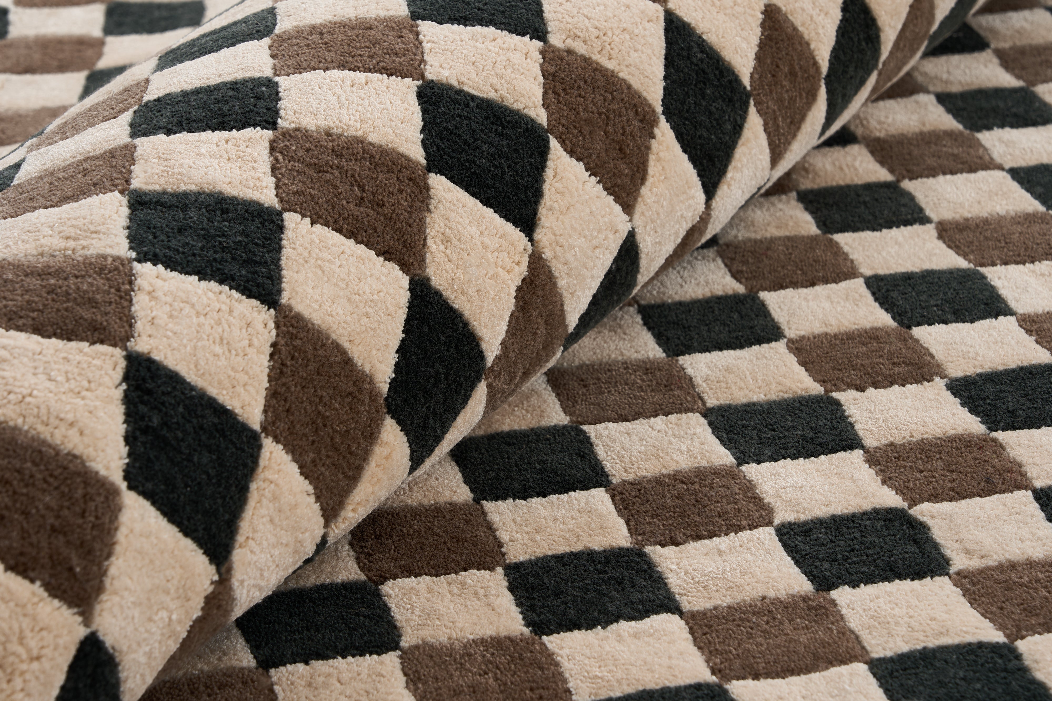 Koberec FLICKER tmavozelený s béžovou a hnedou