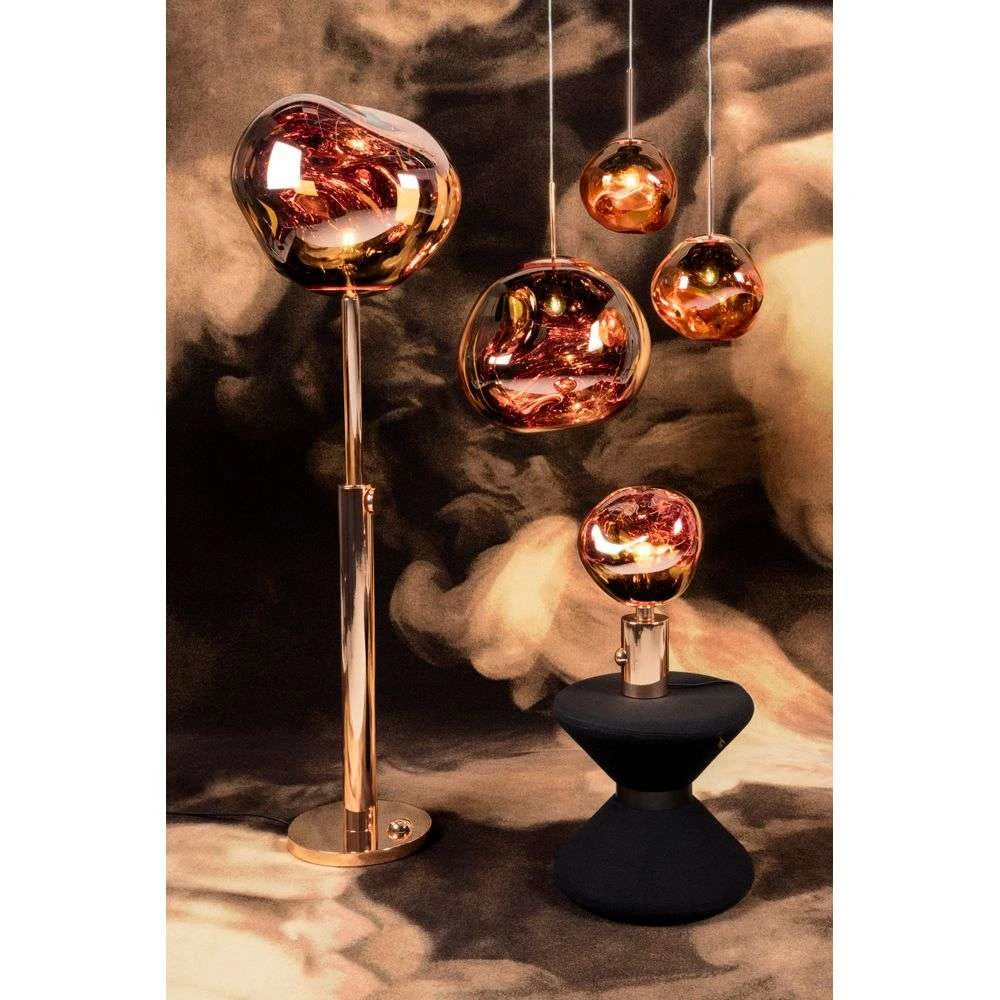 Stolná lampa MELT medená s medeným podstavcom