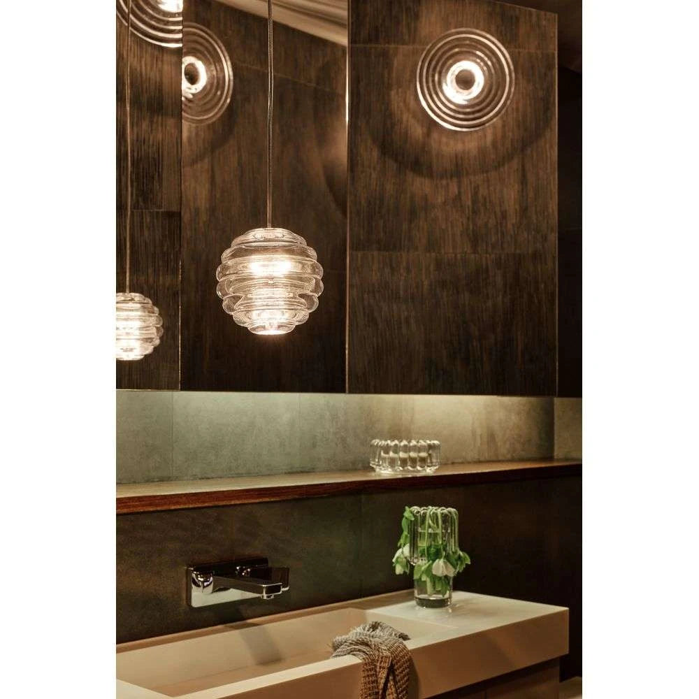 Závesná lampa okrúhla PRESS sklenená