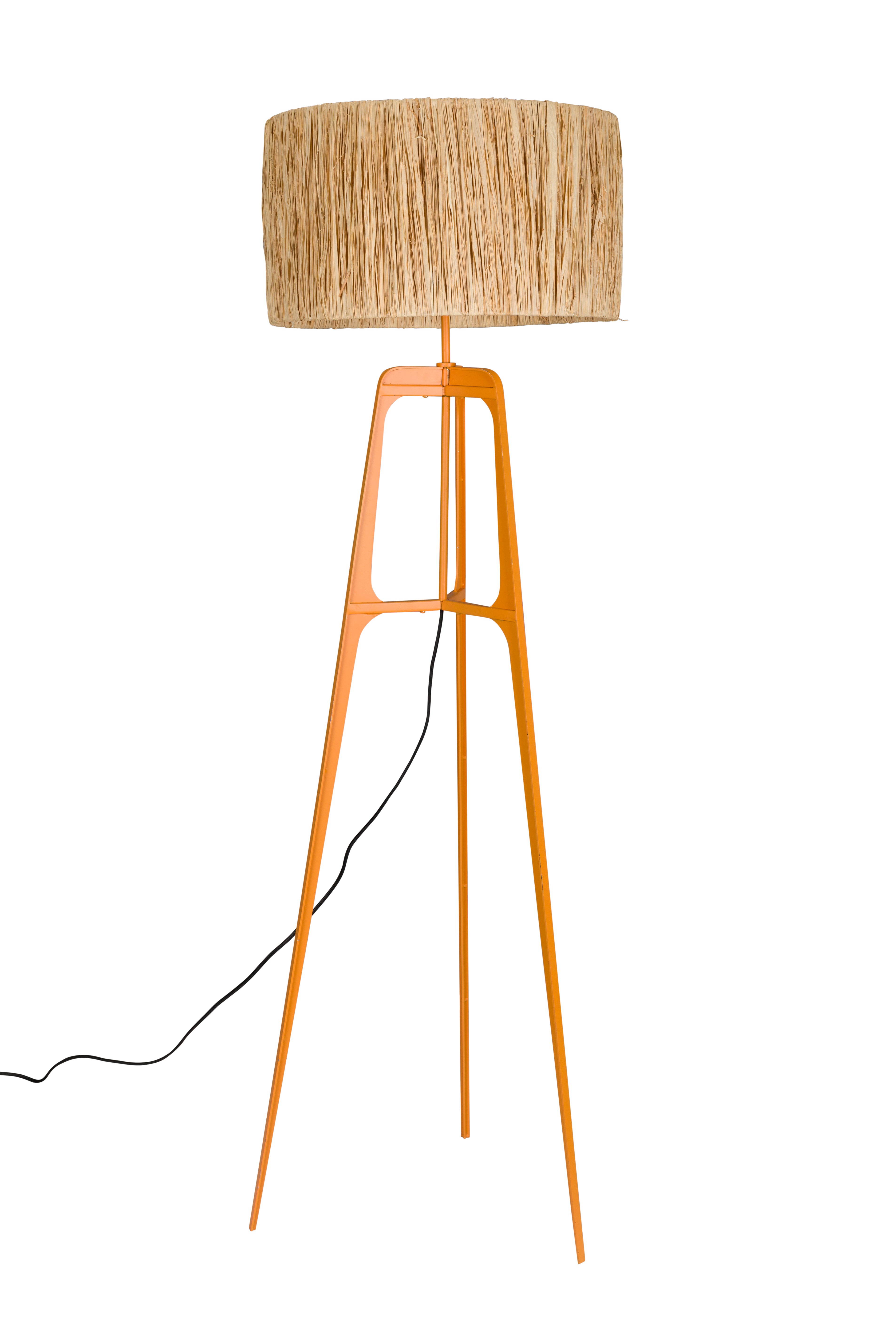 AFRA tripod floor lamp light brown with orange base