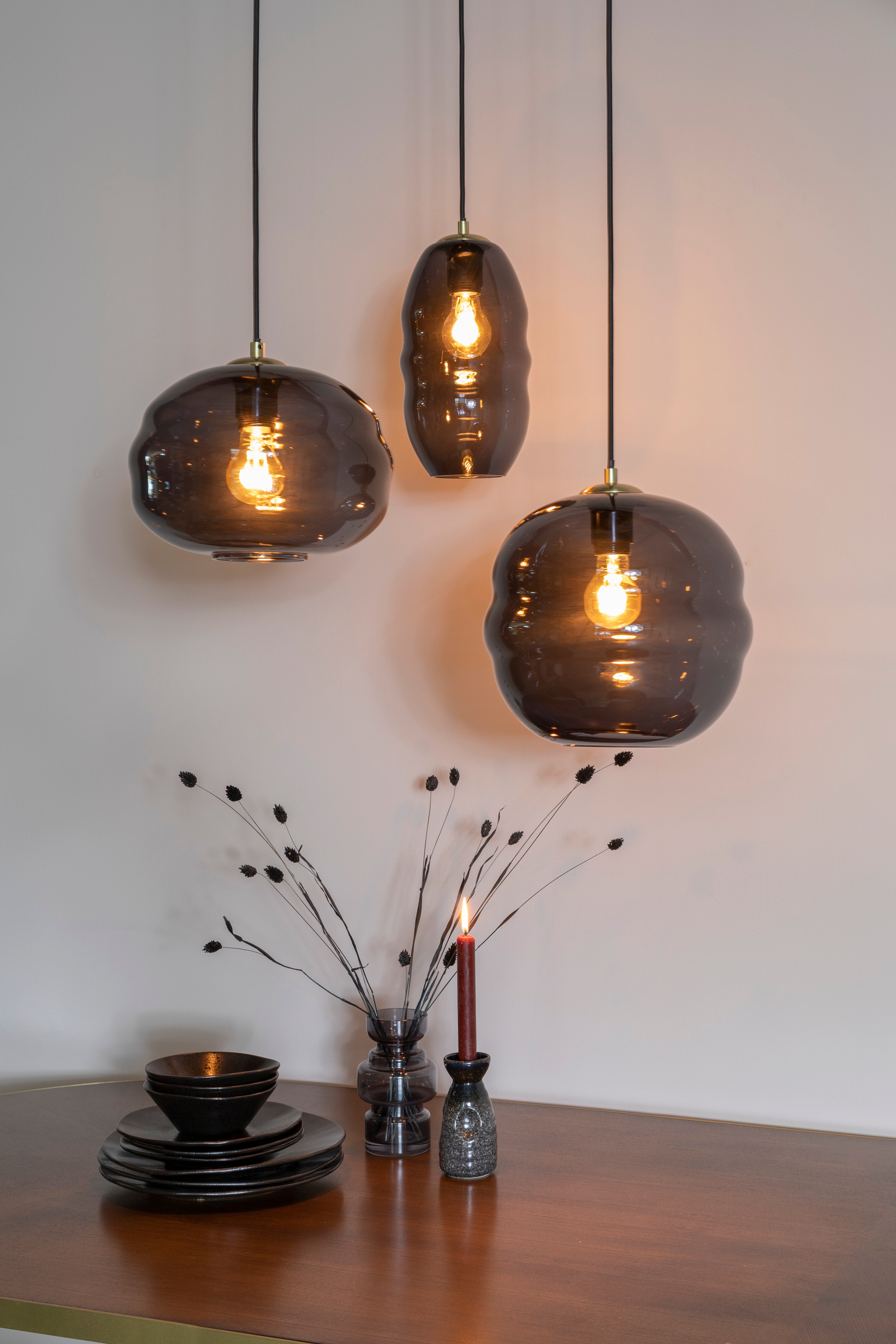 LAUREN pendant lamp black glass