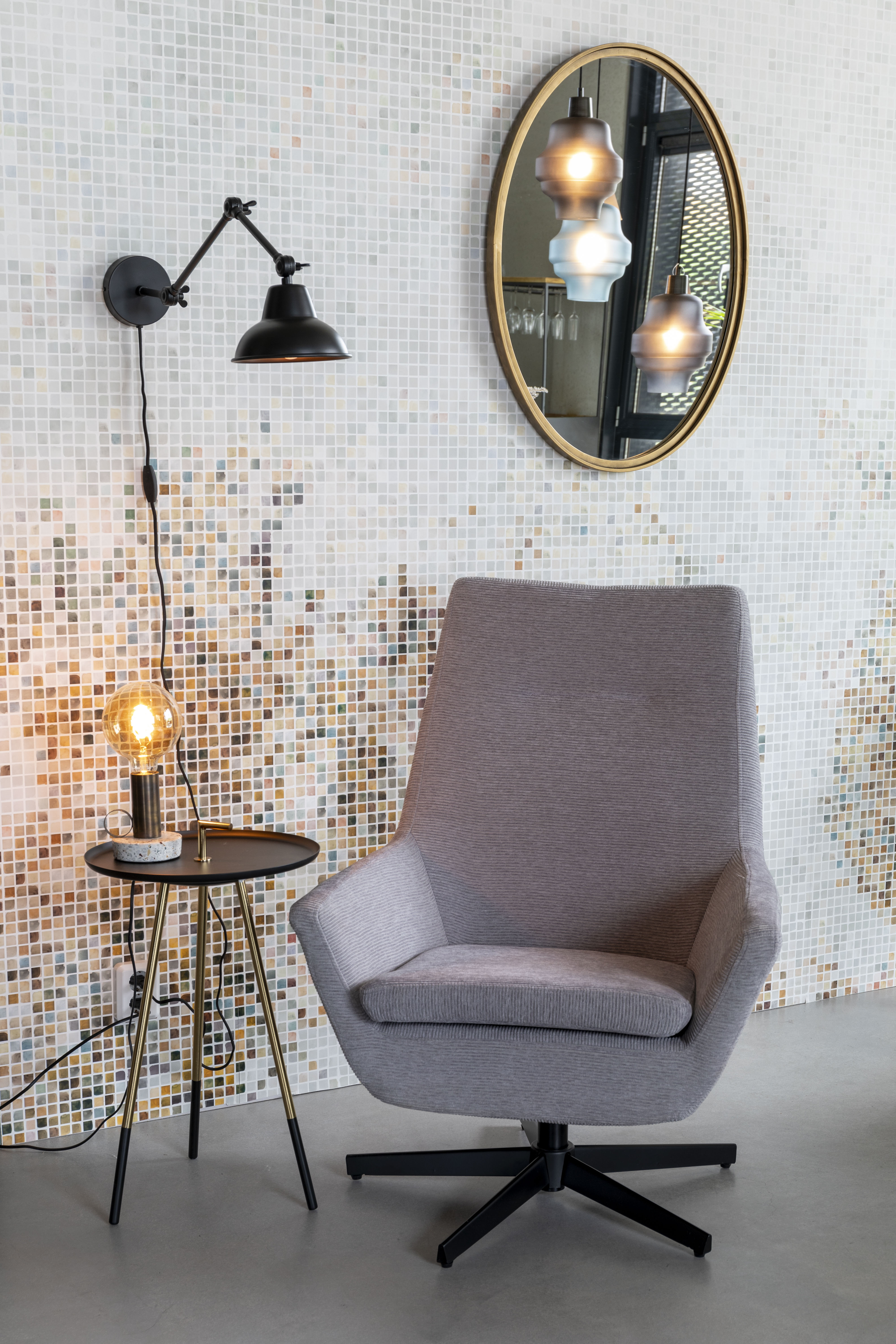 Adjustable wall lamp with arm XAVI black