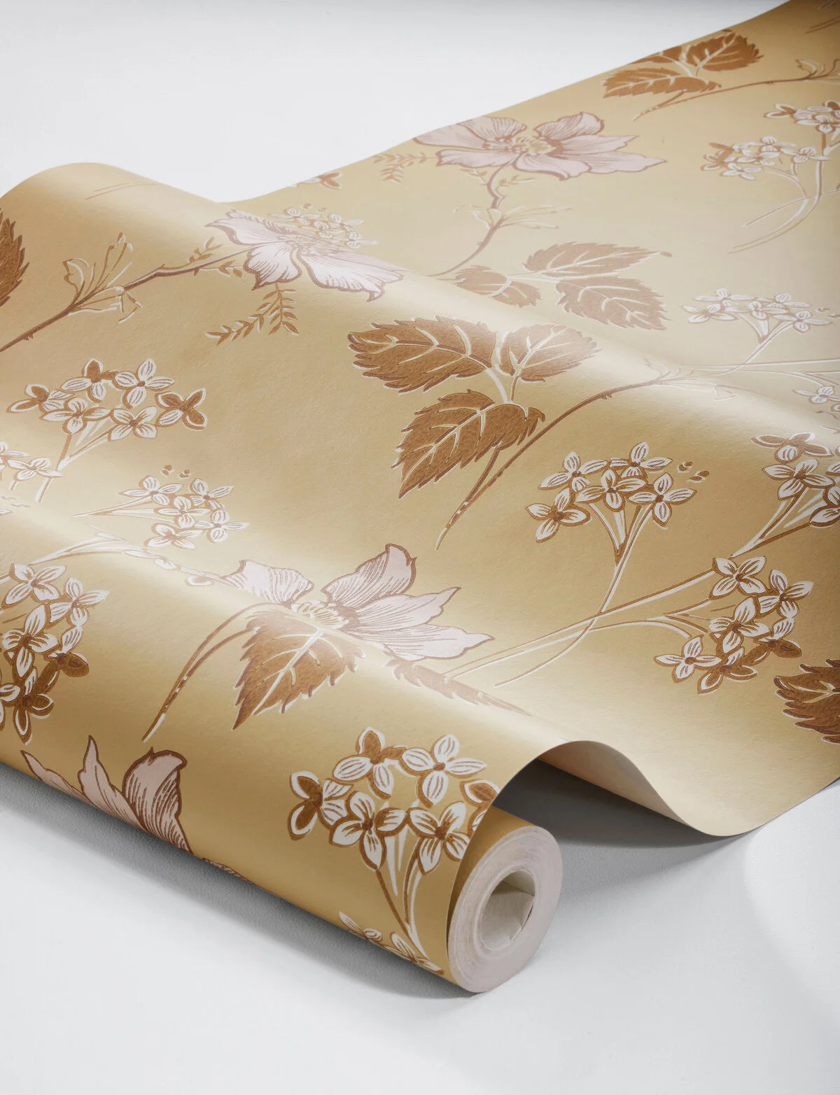 VALBORG Gold Floral Pattern Wallpaper with Beige