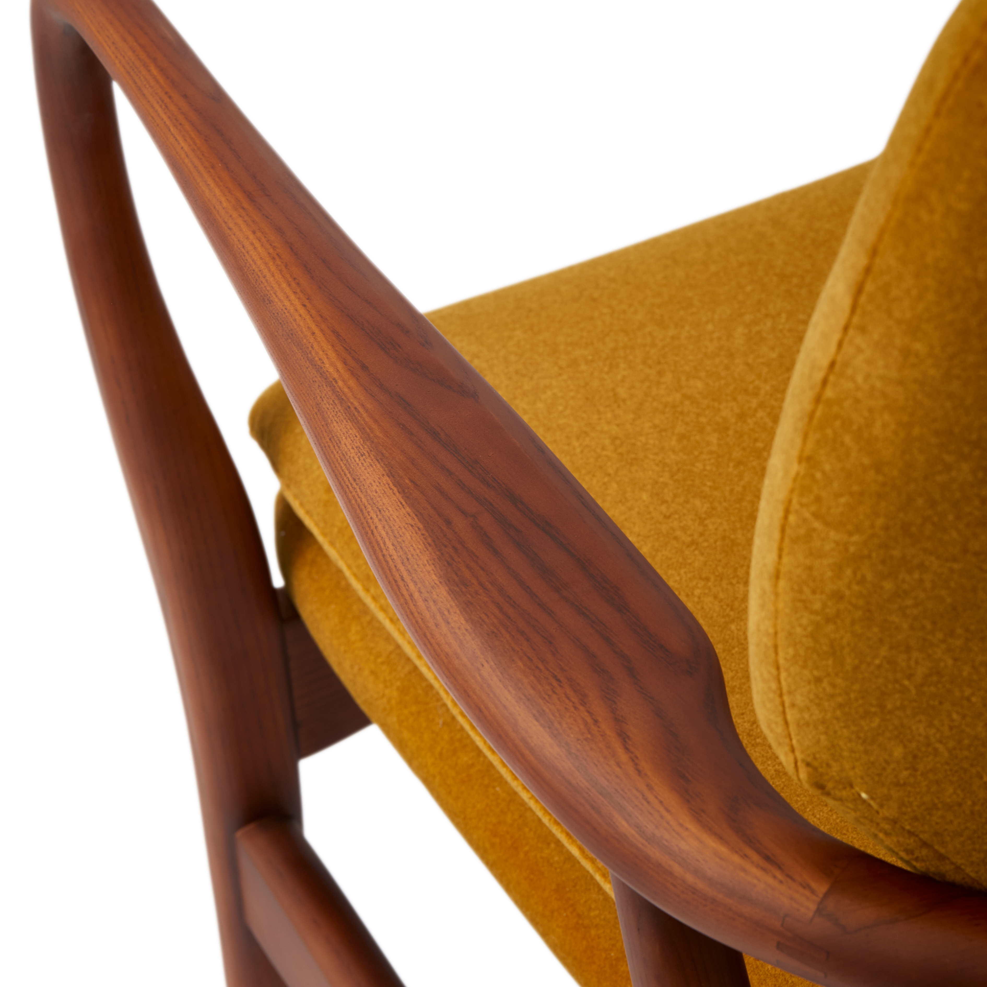 Fotel PEGGY horčicový s drevenou základňou